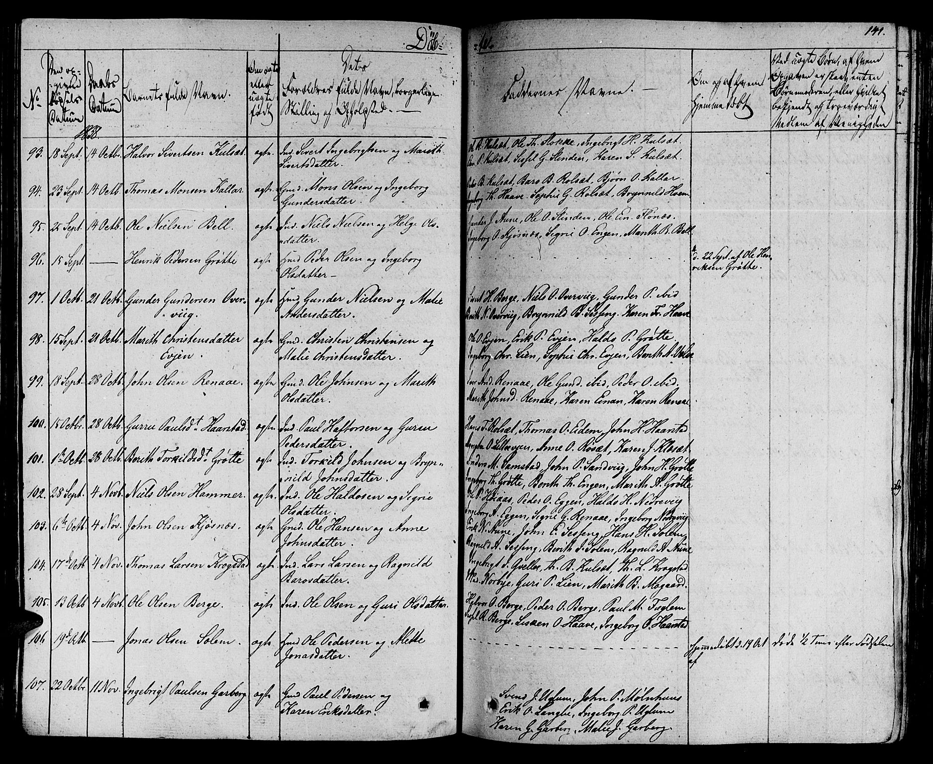 Ministerialprotokoller, klokkerbøker og fødselsregistre - Sør-Trøndelag, SAT/A-1456/695/L1143: Parish register (official) no. 695A05 /1, 1824-1842, p. 141