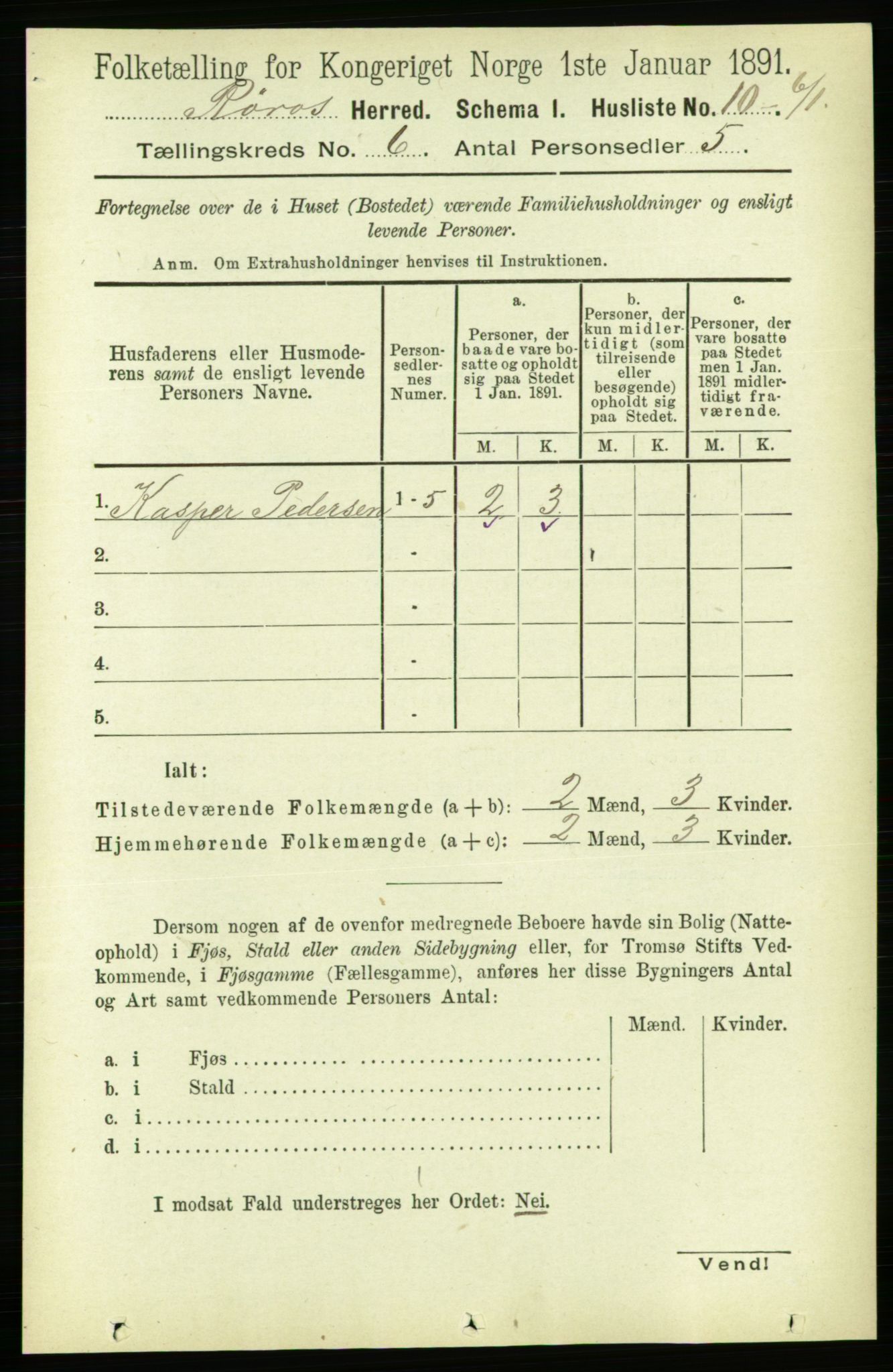 RA, 1891 census for 1640 Røros, 1891, p. 1121