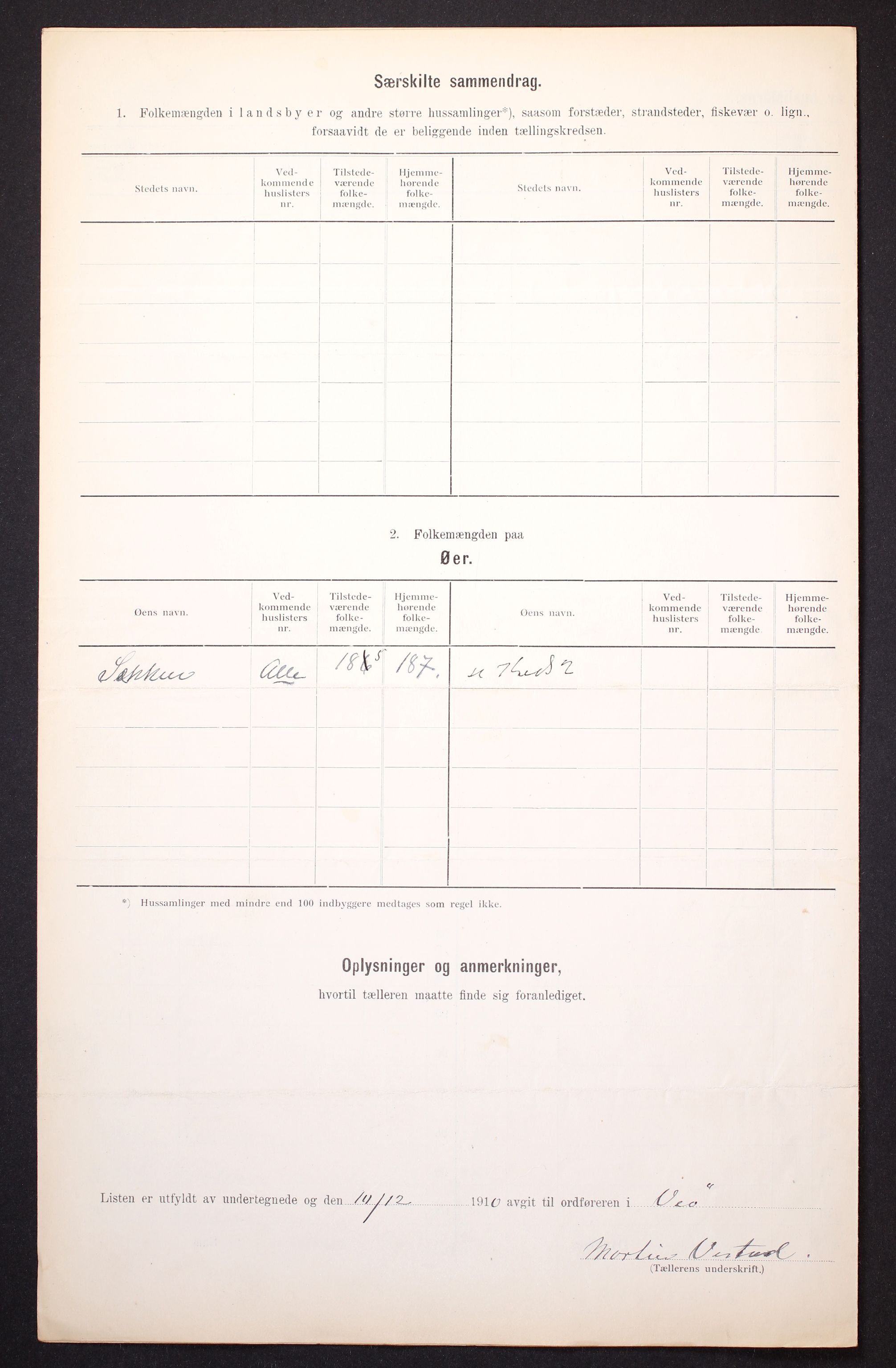 RA, 1910 census for Veøy, 1910, p. 6