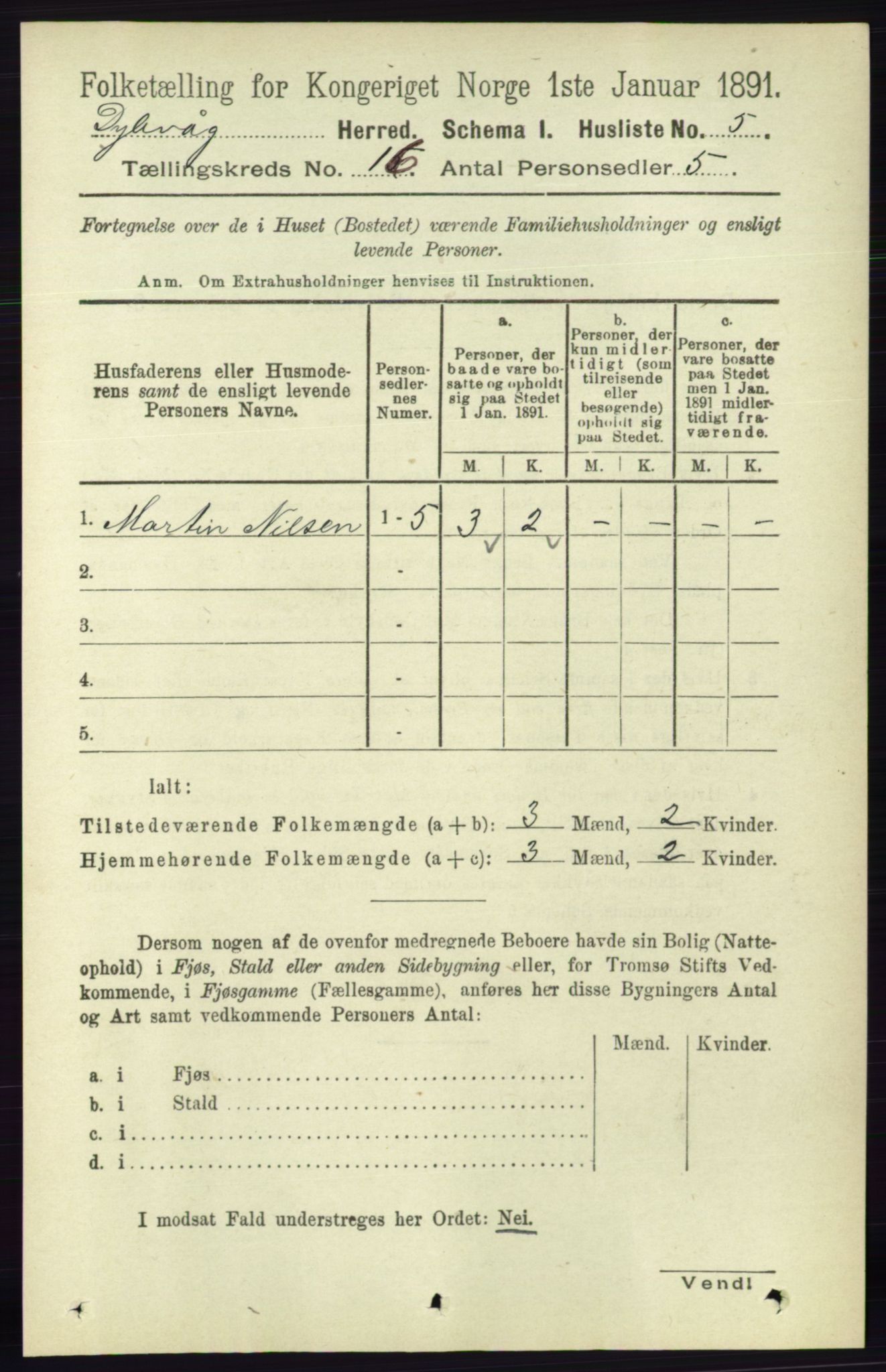 RA, 1891 census for 0915 Dypvåg, 1891, p. 6329