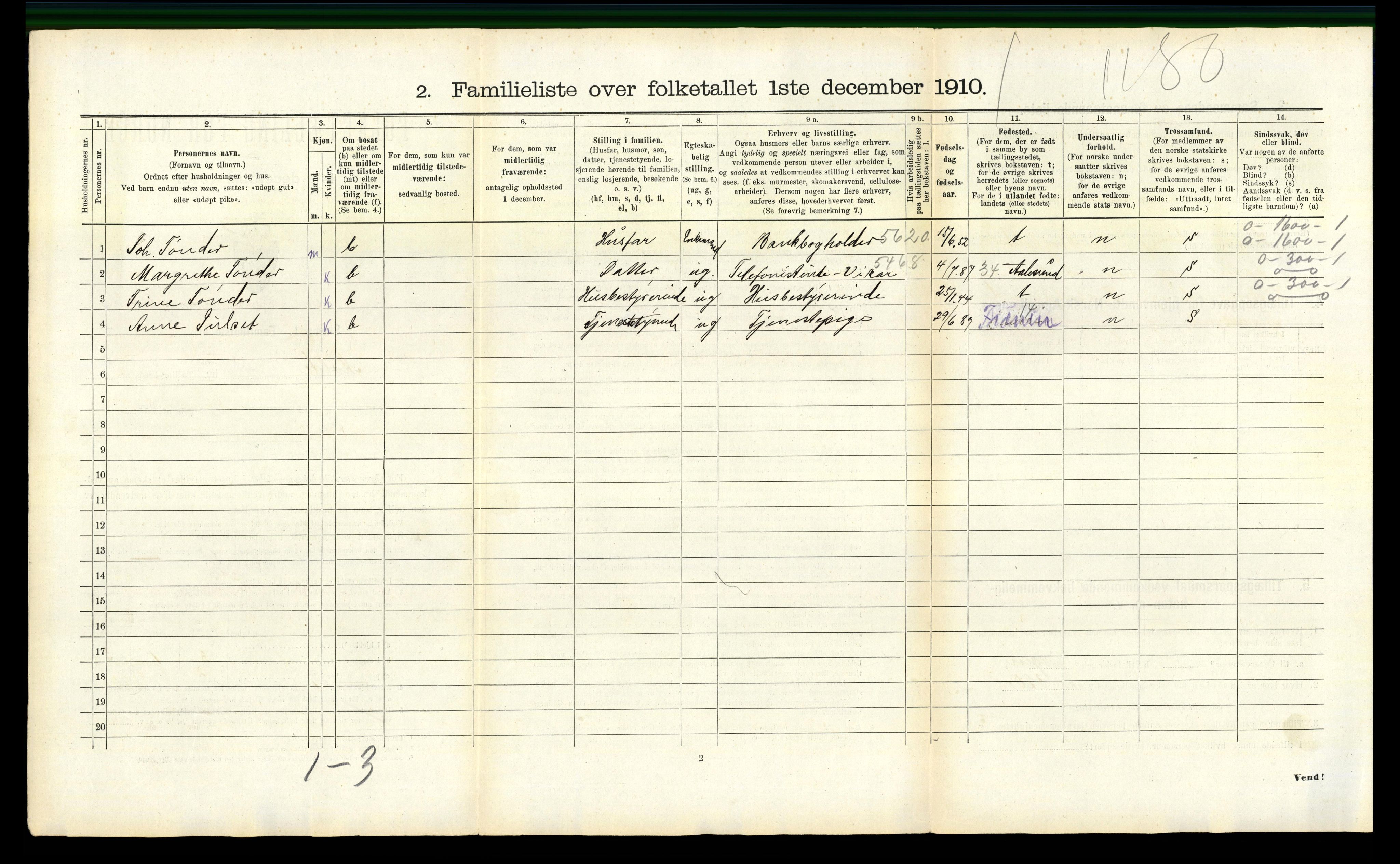 RA, 1910 census for Molde, 1910, p. 750