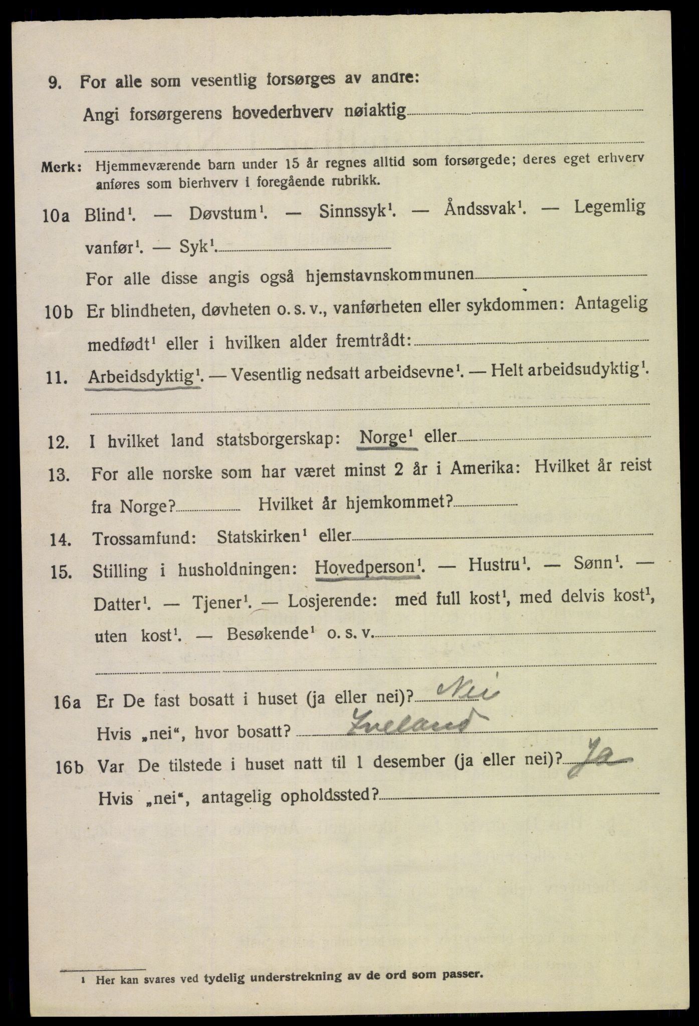 SAK, 1920 census for Åseral, 1920, p. 1163