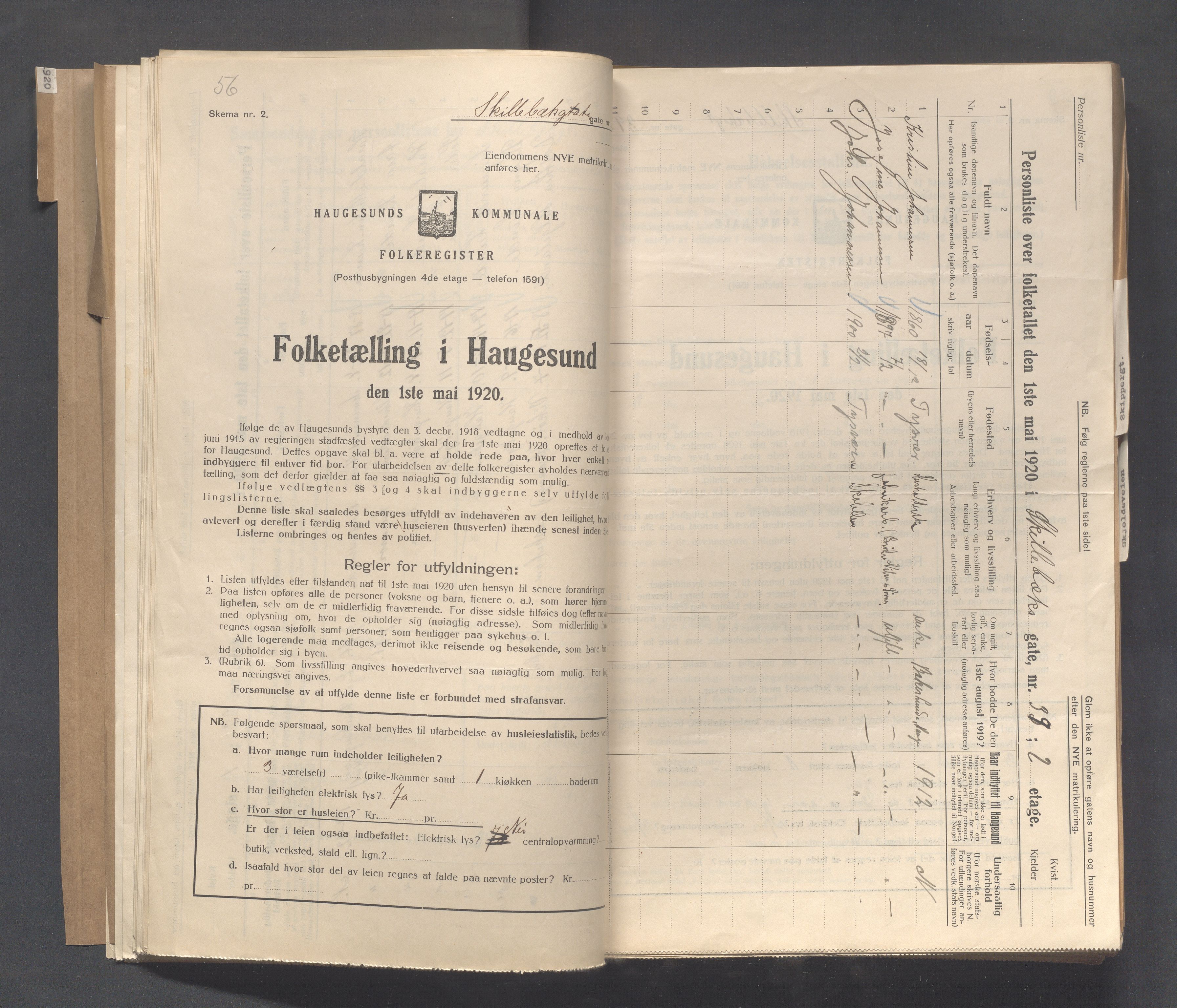 IKAR, Local census 1.5.1920 for Haugesund, 1920, p. 3752