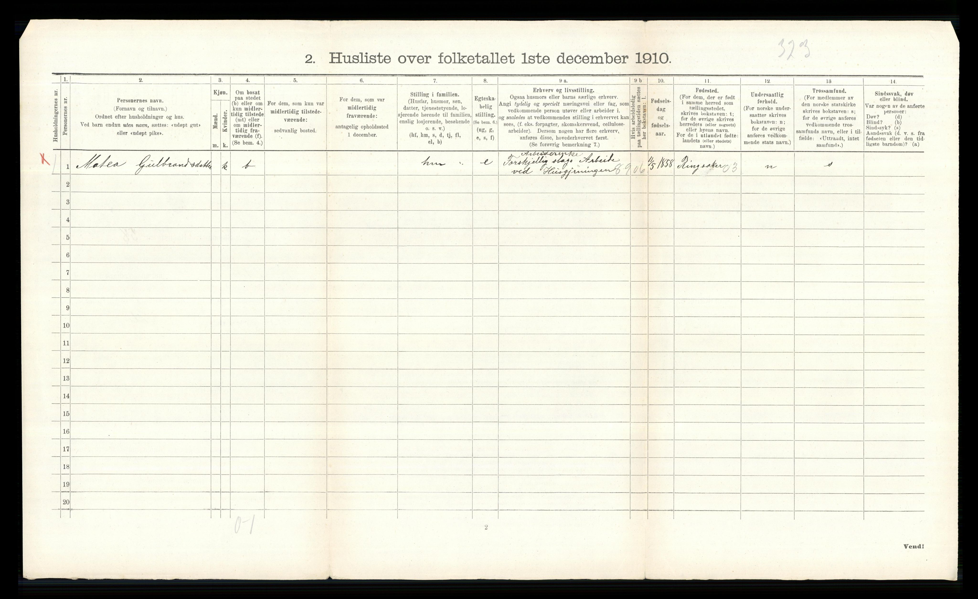 RA, 1910 census for Nes, 1910, p. 653