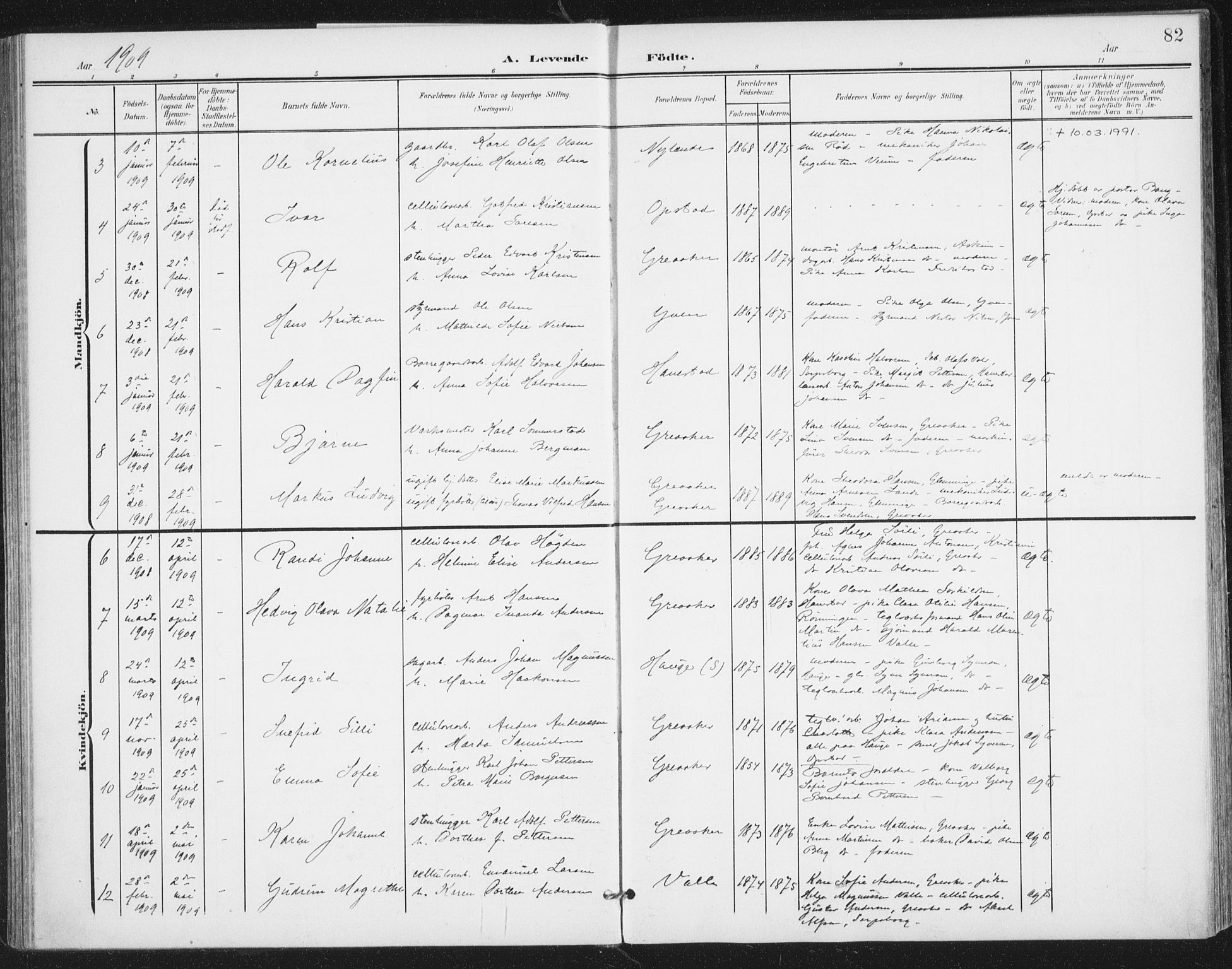 Rolvsøy prestekontor Kirkebøker, AV/SAO-A-2004/F/Fa/L0001: Parish register (official) no. 1, 1901-1909, p. 82