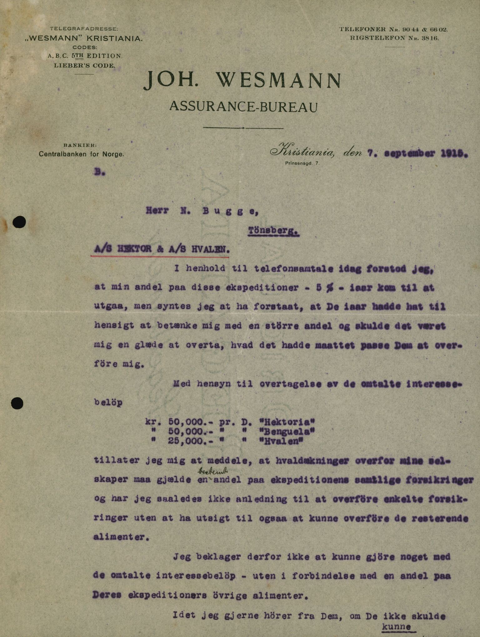 Pa 664 - Tønsberg Sjøforsikringsselskap, VEMU/A-1773/D/Da/L0001: Mai - November
Oscar Aalborg, 1915