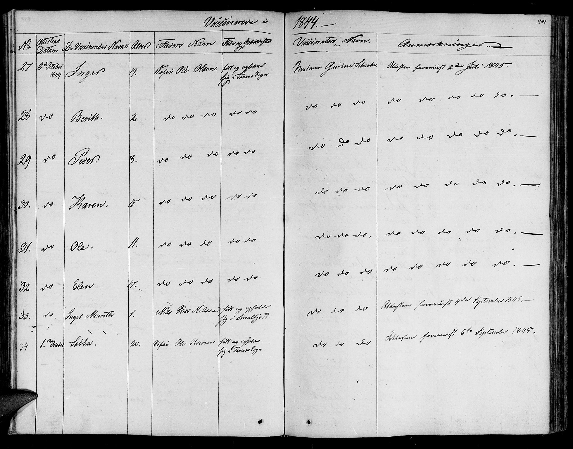 Lebesby sokneprestkontor, AV/SATØ-S-1353/H/Ha/L0003kirke: Parish register (official) no. 3, 1833-1852, p. 291