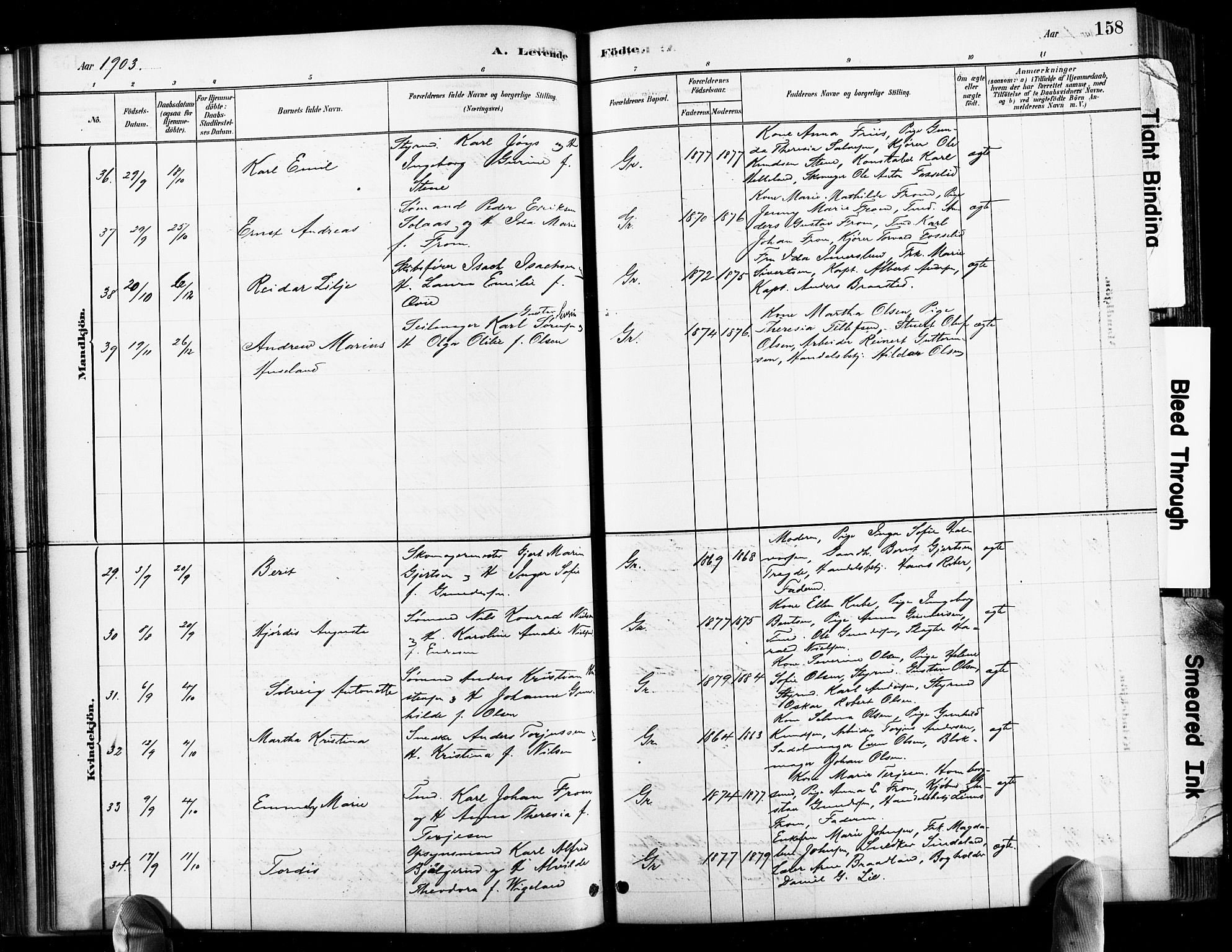 Grimstad sokneprestkontor, AV/SAK-1111-0017/F/Fb/L0001: Parish register (copy) no. B 1, 1881-1922, p. 158