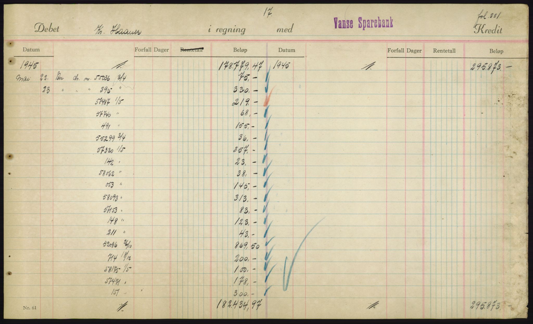 Forsvarsdepartementet, 10. kontor / Oppgjørskontoret, AV/RA-RAFA-1225/D/Db/L0180: Lista oppgjørskontor, 1942-1952, p. 1943