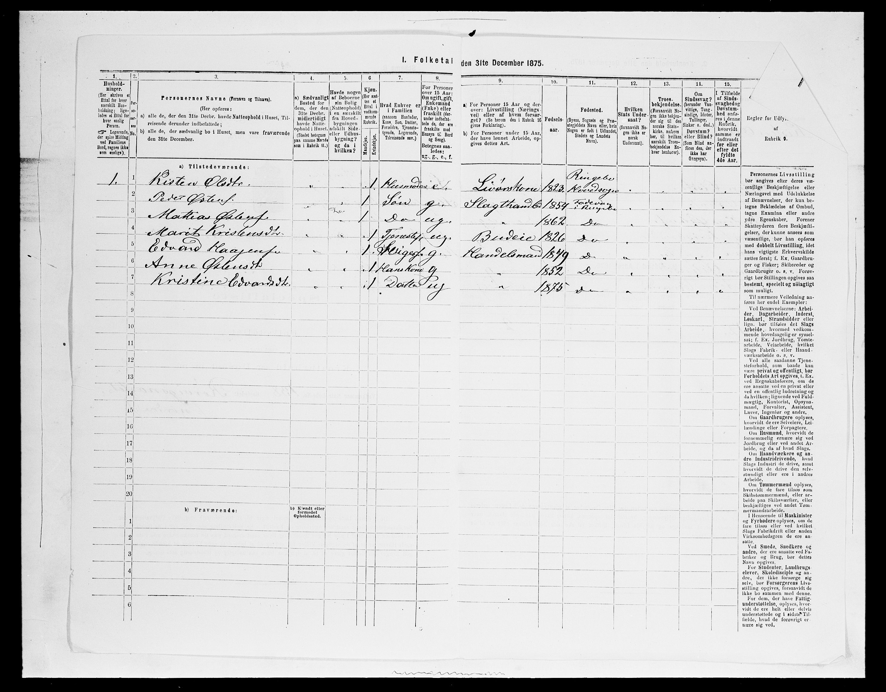 SAH, 1875 census for 0520P Ringebu, 1875, p. 847