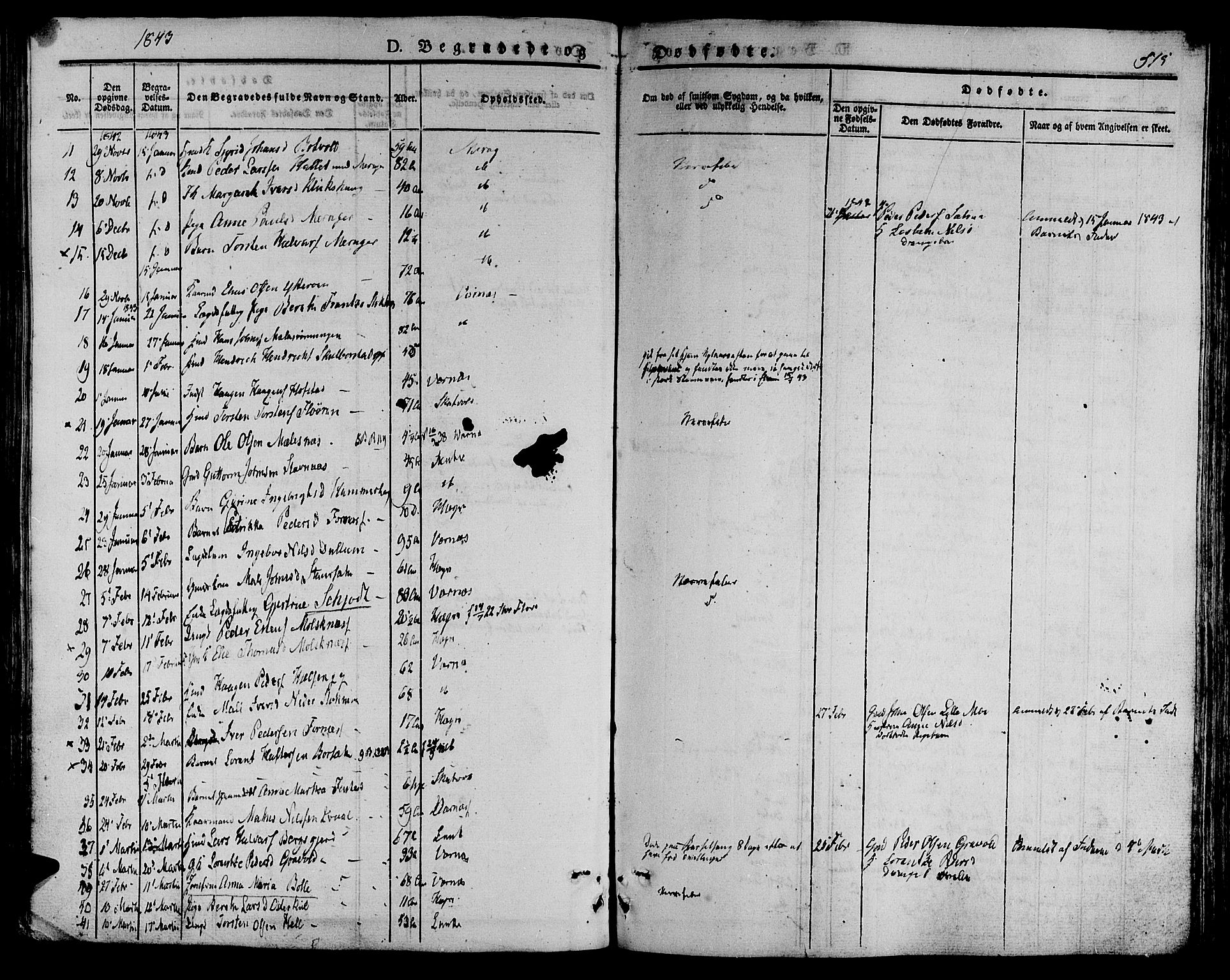 Ministerialprotokoller, klokkerbøker og fødselsregistre - Nord-Trøndelag, AV/SAT-A-1458/709/L0072: Parish register (official) no. 709A12, 1833-1844, p. 515