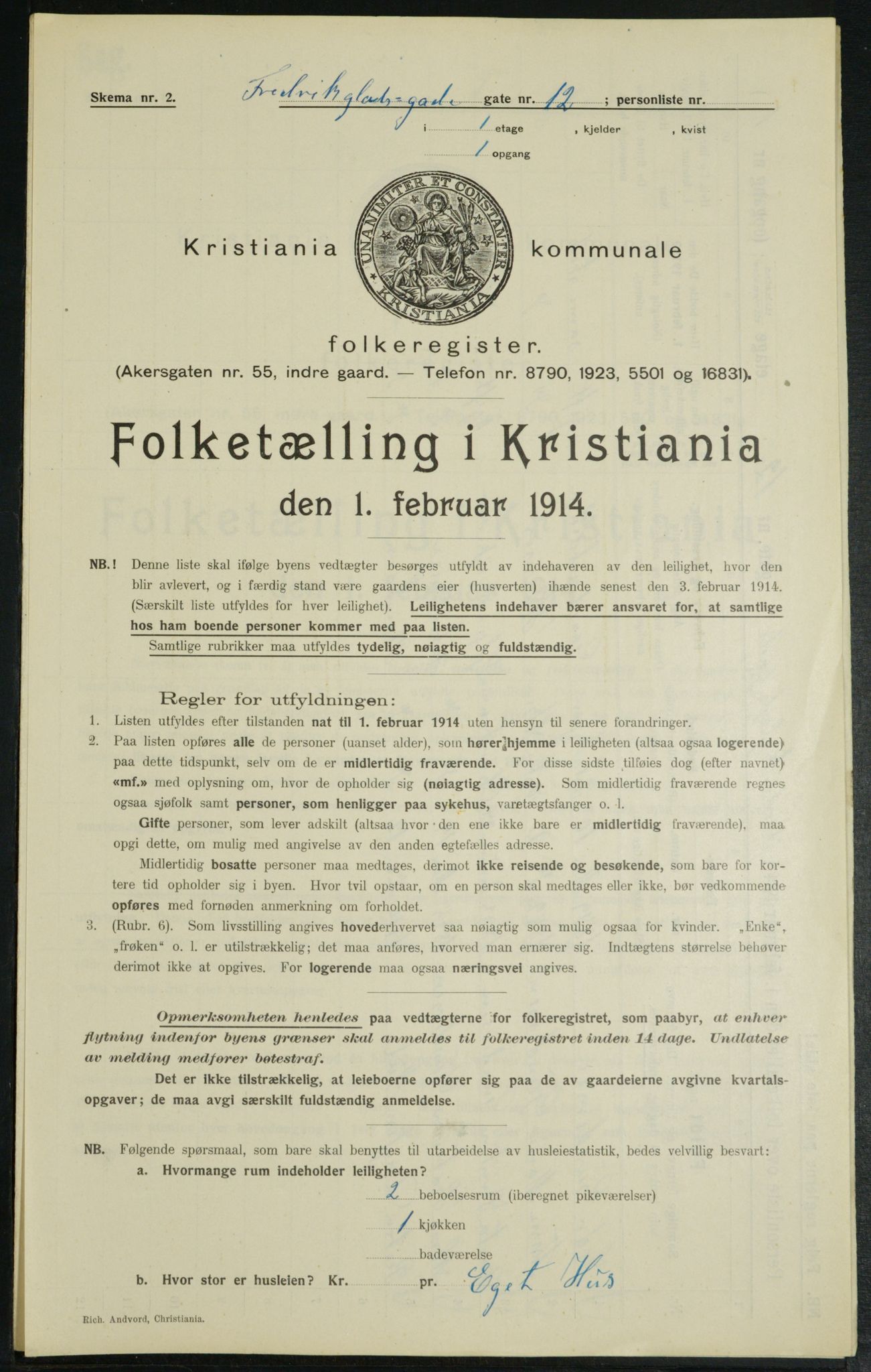 OBA, Municipal Census 1914 for Kristiania, 1914, p. 26697