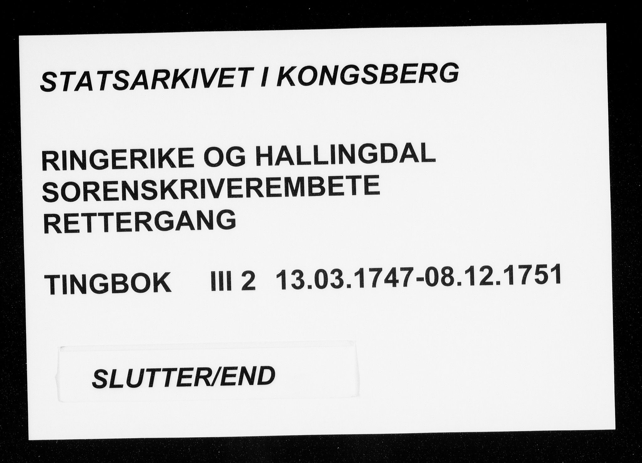 Ringerike og Hallingdal sorenskriveri, AV/SAKO-A-81/F/Fa/Fac/L0002: Tingbok - Ringerike, 1747-1751