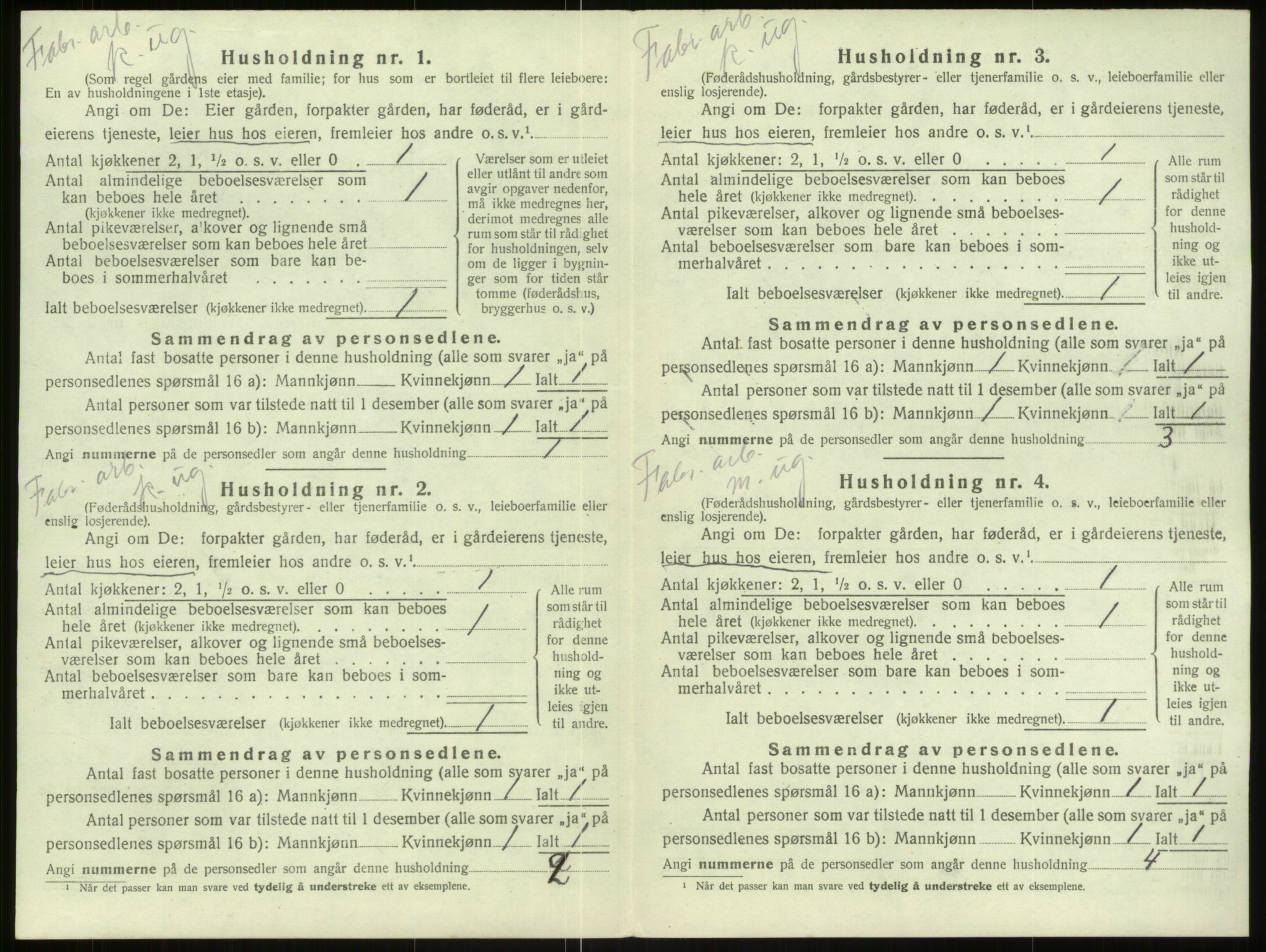 SAB, 1920 census for Haus, 1920, p. 1171