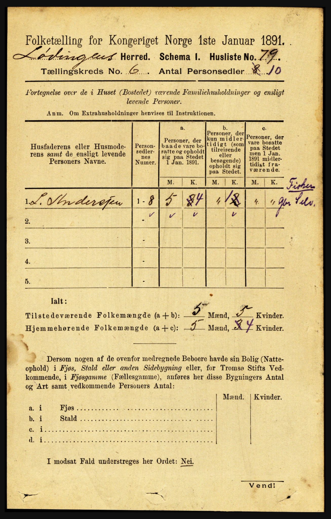 RA, 1891 census for 1851 Lødingen, 1891, p. 2751