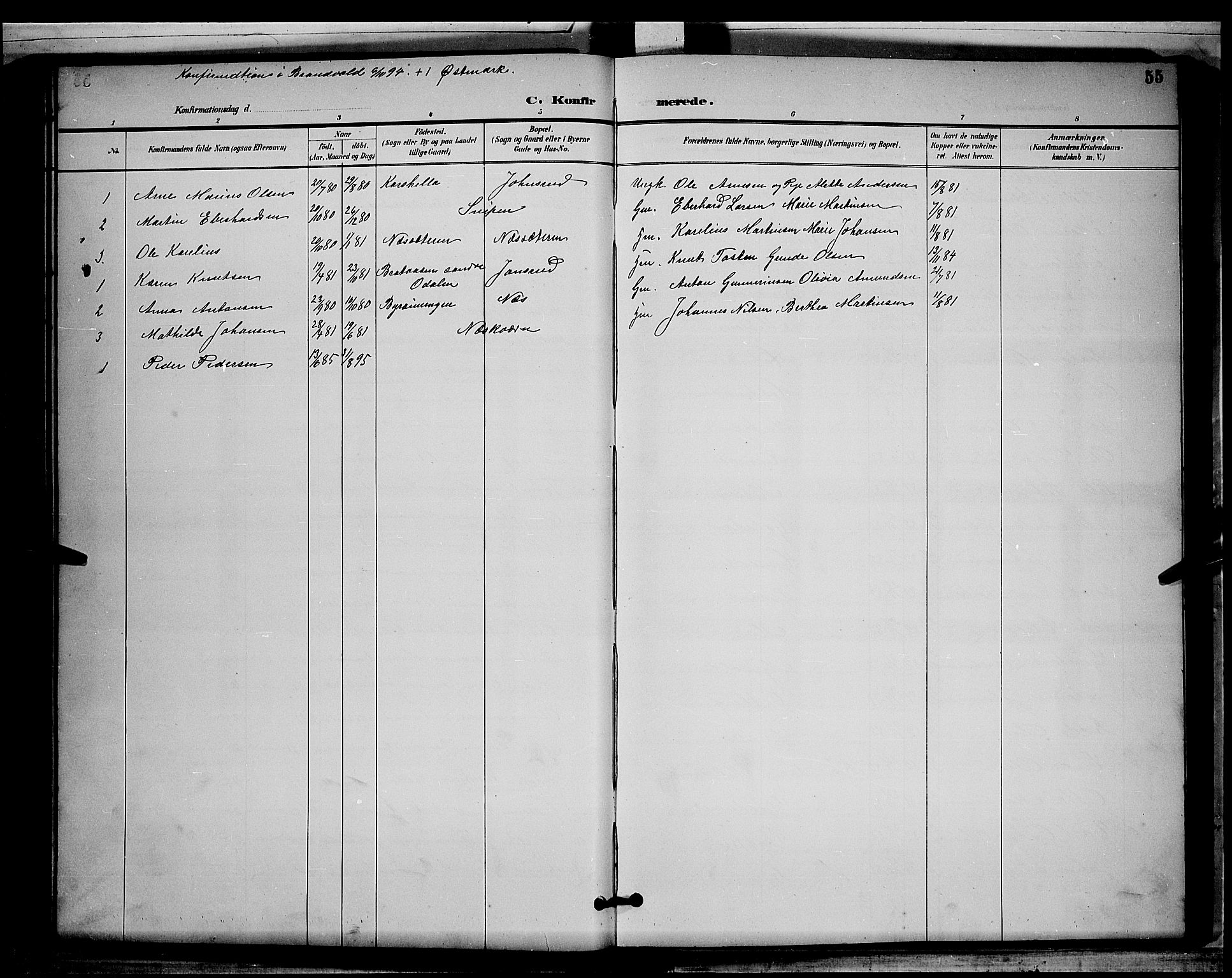 Grue prestekontor, SAH/PREST-036/H/Ha/Hab/L0003: Parish register (copy) no. 3, 1895-1899, p. 55