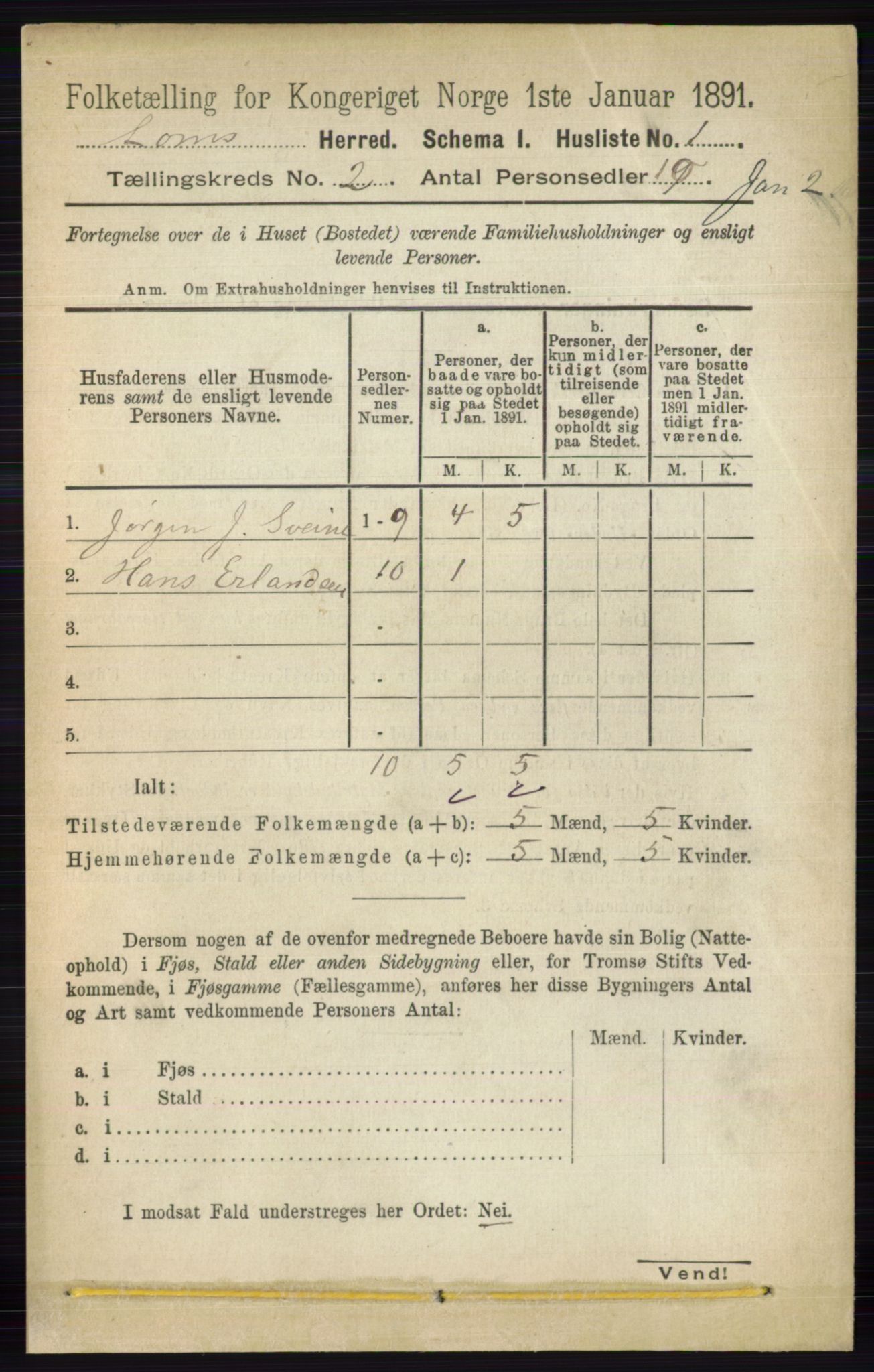 RA, 1891 census for 0514 Lom, 1891, p. 716