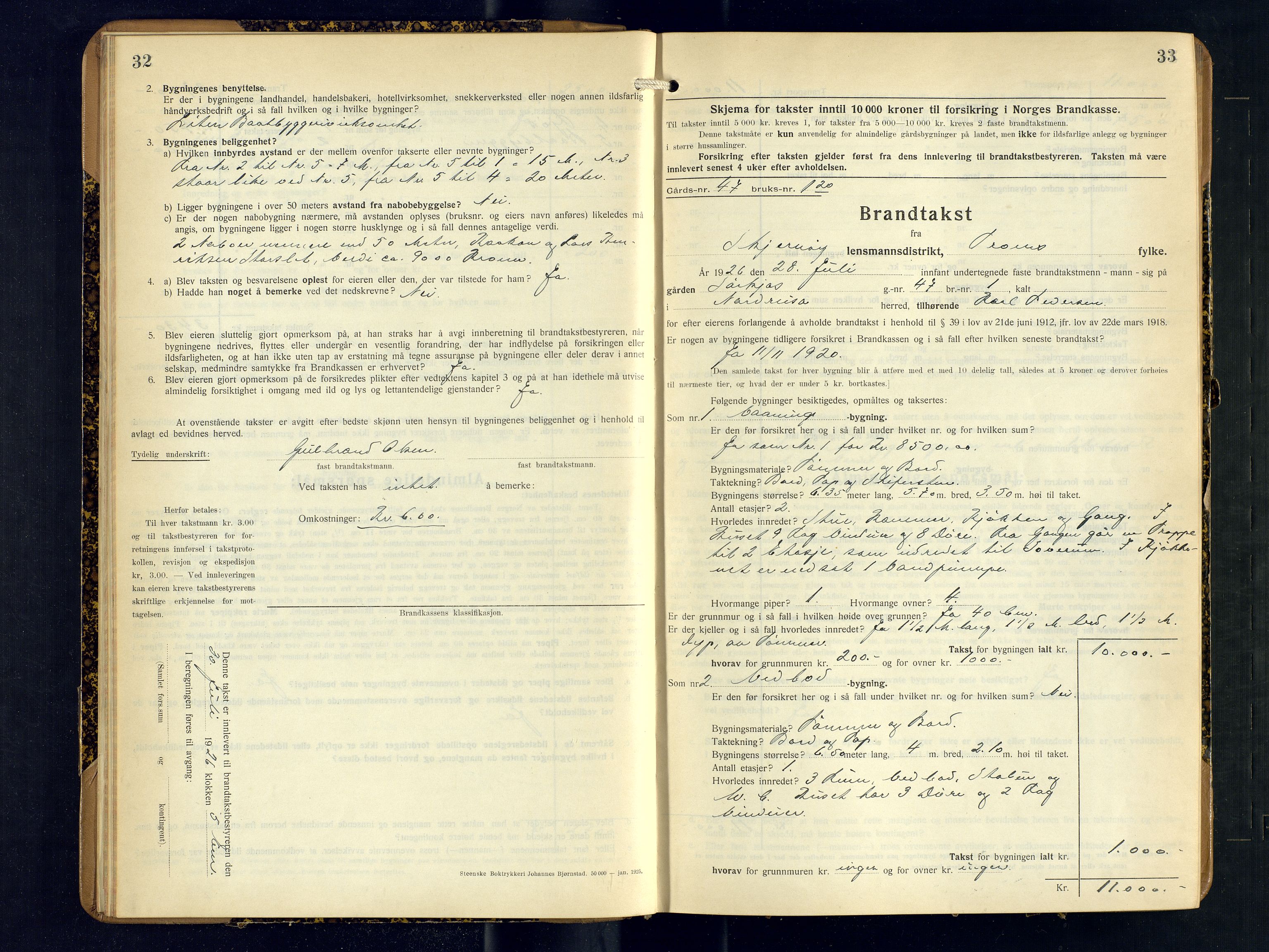 Skjervøy lensmannskontor, AV/SATØ-SATØ-63/F/Fu/Fub/L0260: Branntakstprotokoll (S), 1926-1927, p. 32-33