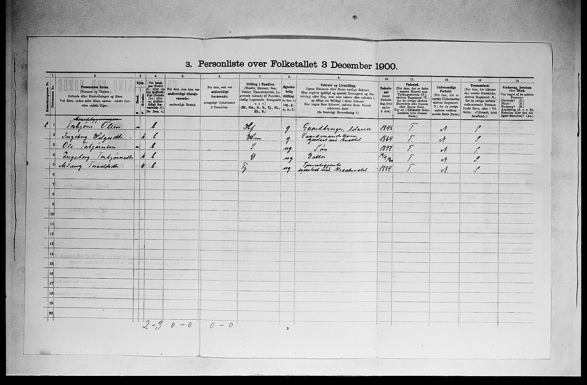 SAKO, 1900 census for Hjartdal, 1900, p. 351