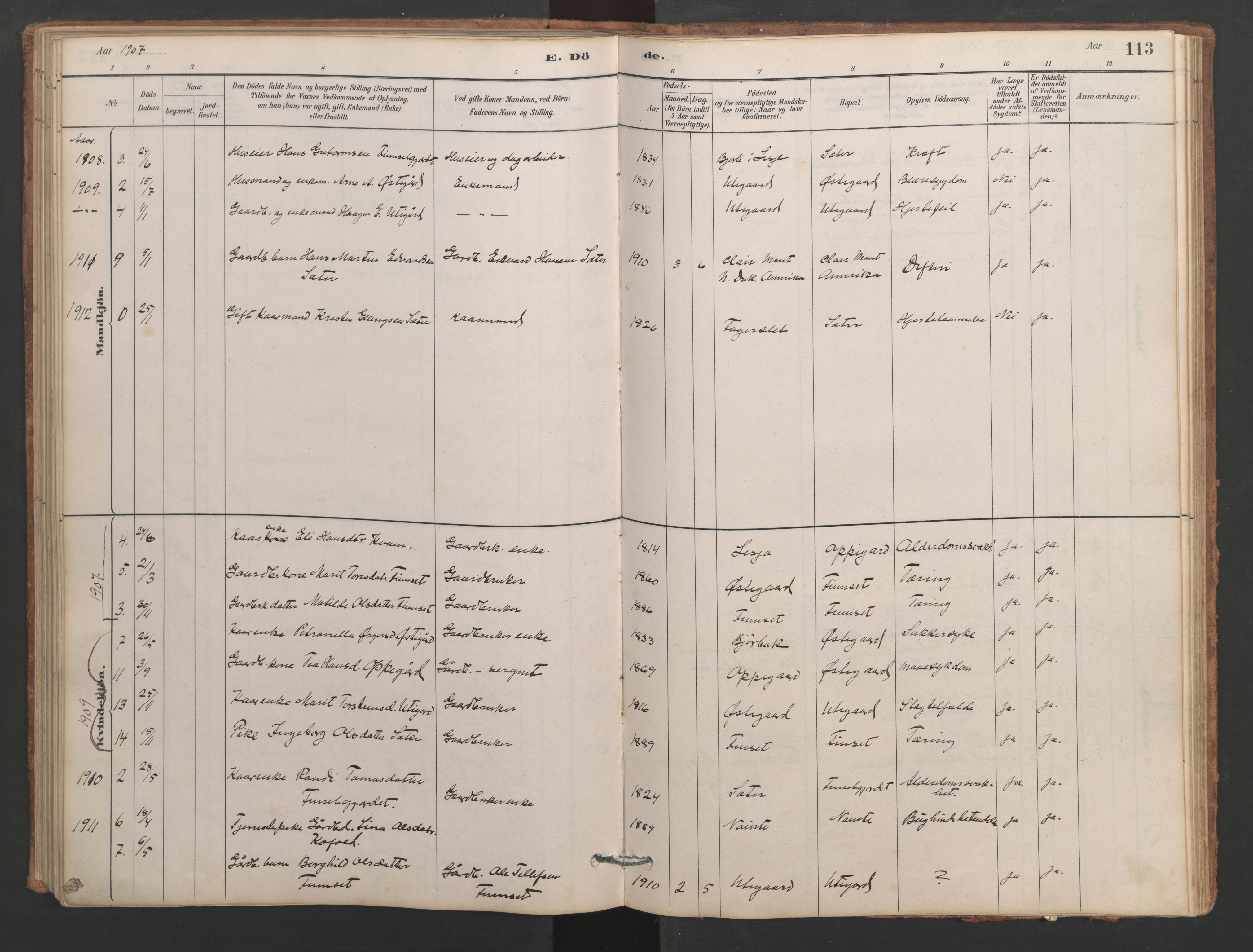 Ministerialprotokoller, klokkerbøker og fødselsregistre - Møre og Romsdal, AV/SAT-A-1454/553/L0642: Parish register (copy) no. 553C01, 1880-1968, p. 113