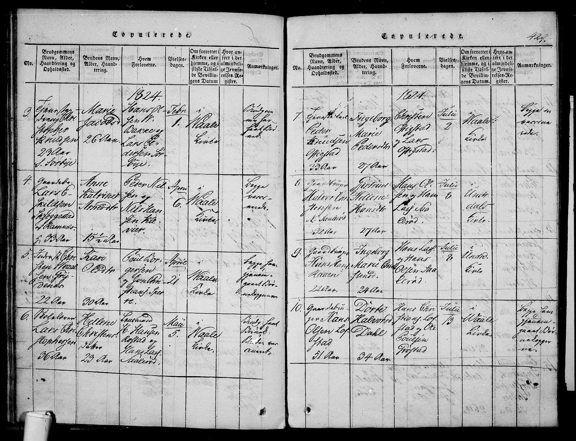 Våle kirkebøker, AV/SAKO-A-334/F/Fa/L0007: Parish register (official) no. I 7, 1814-1824, p. 428-429