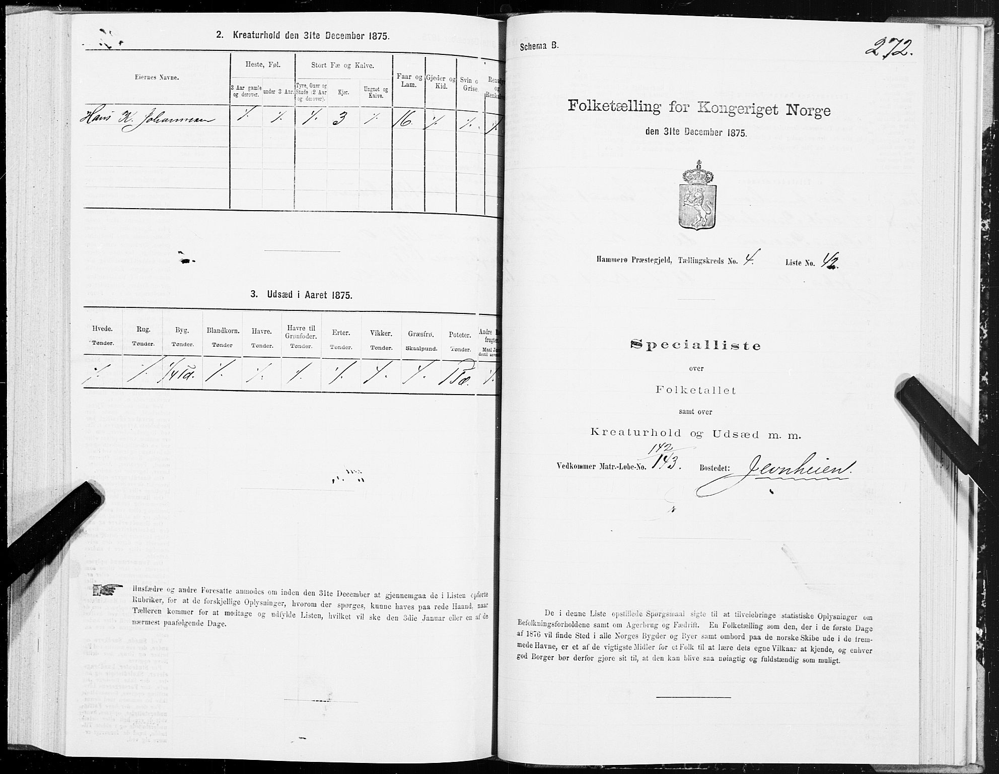 SAT, 1875 census for 1849P Hamarøy, 1875, p. 2272