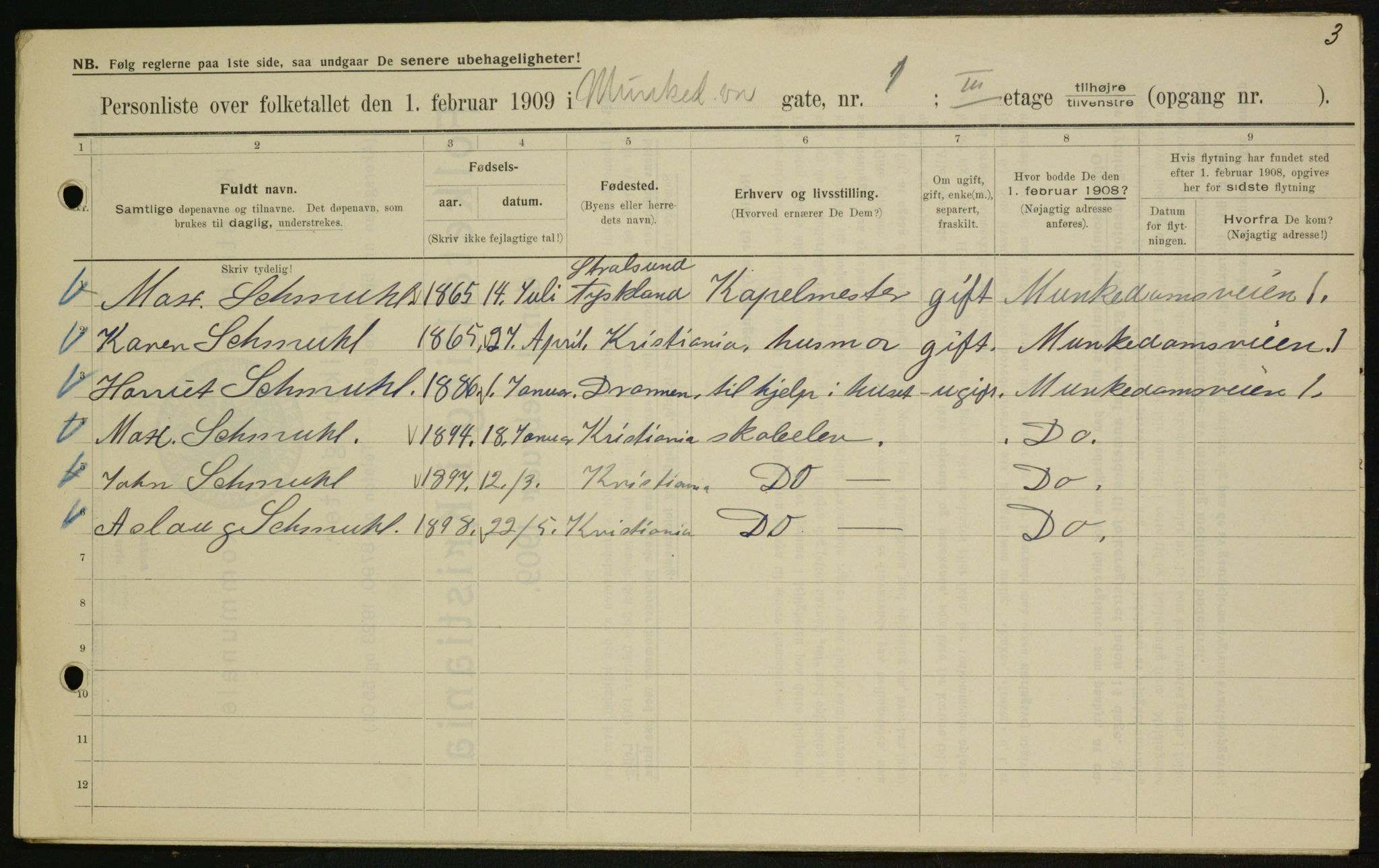 OBA, Municipal Census 1909 for Kristiania, 1909, p. 60392