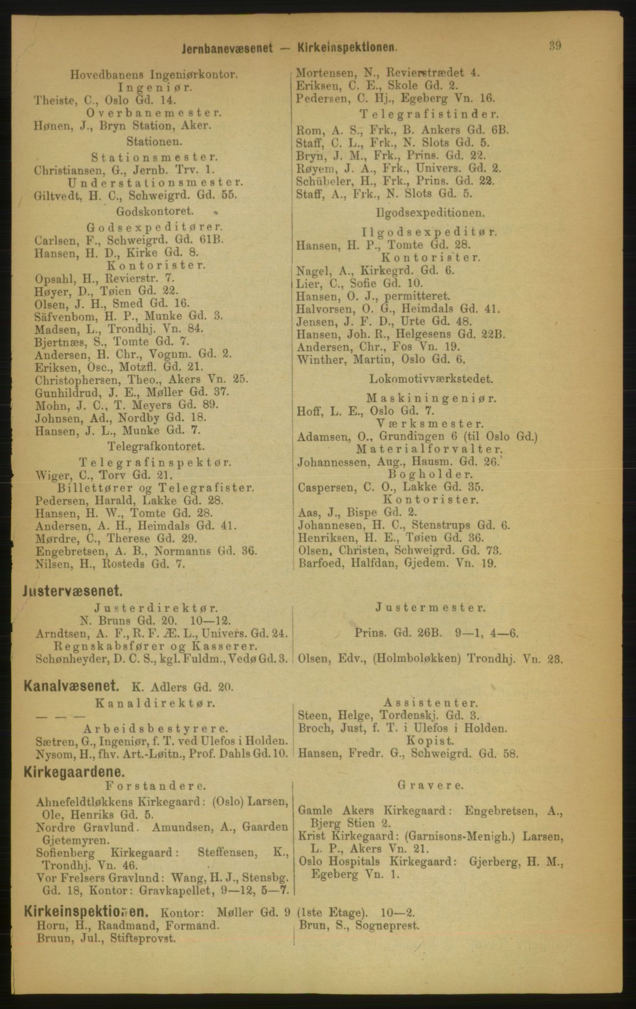 Kristiania/Oslo adressebok, PUBL/-, 1889, p. 39