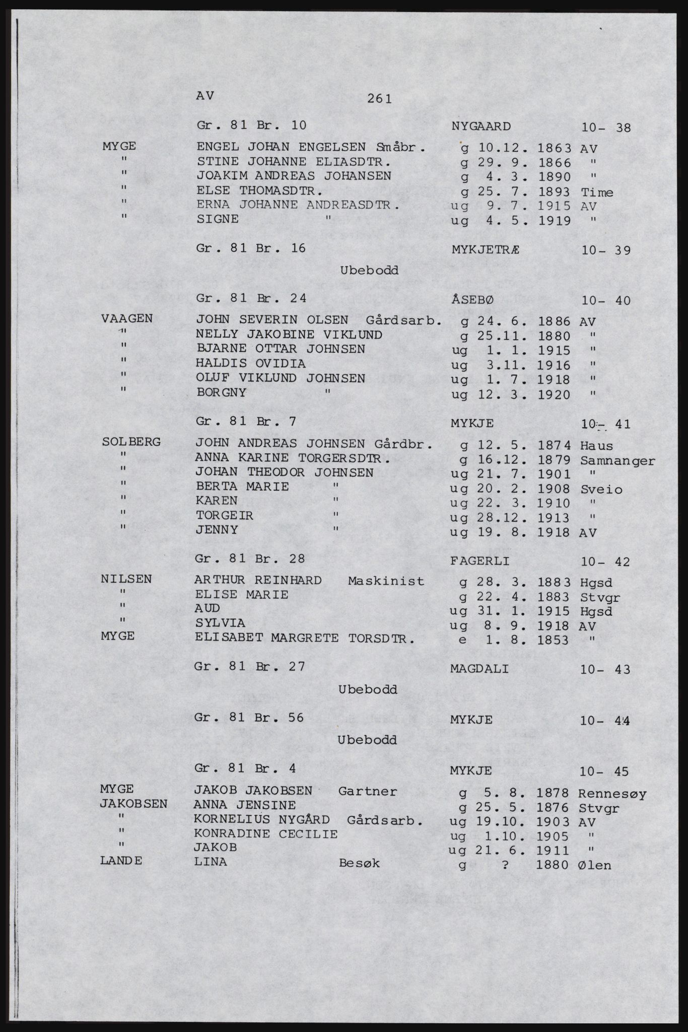 SAST, Copy of 1920 census for Karmøy, 1920, p. 279