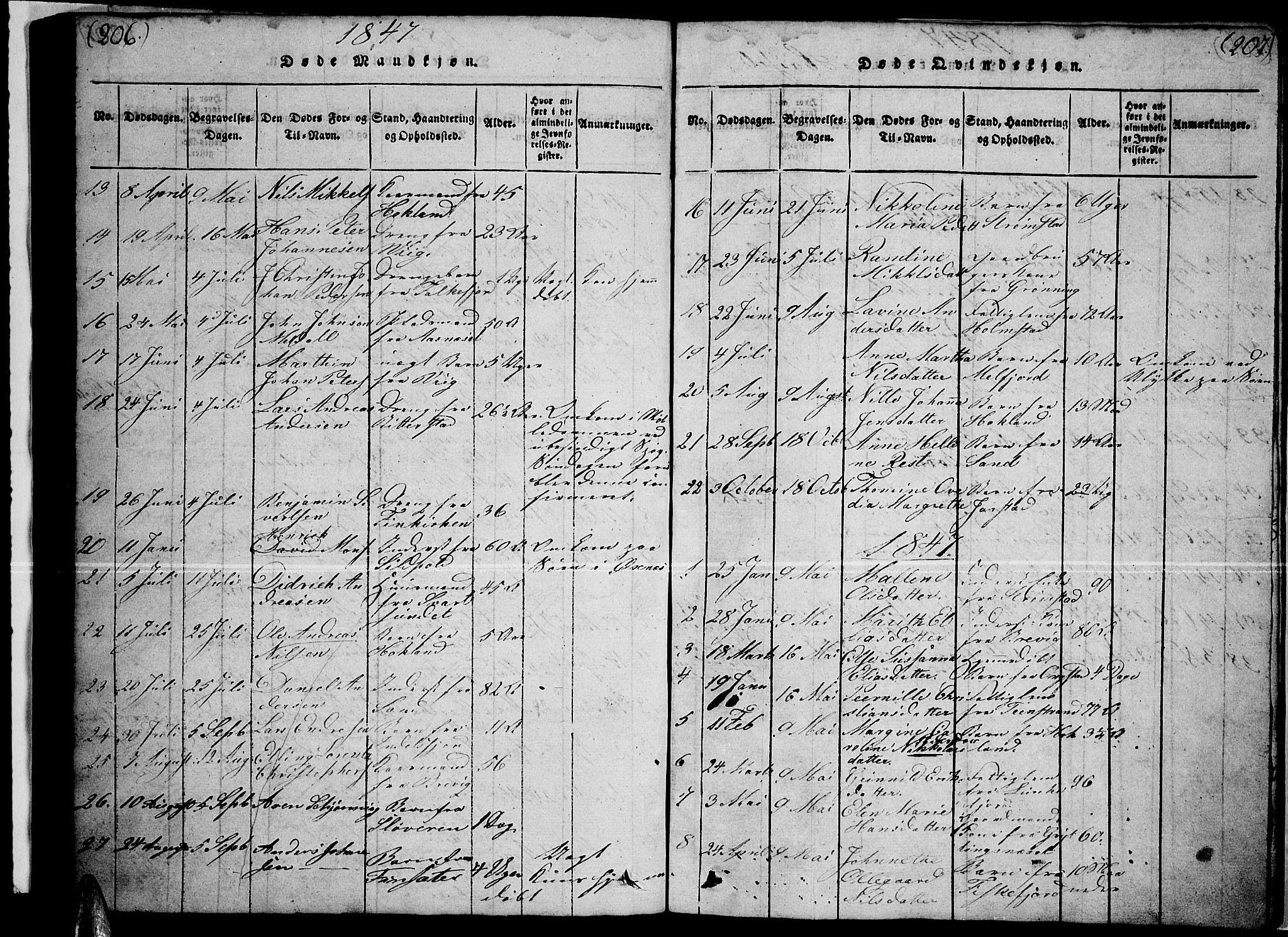Ministerialprotokoller, klokkerbøker og fødselsregistre - Nordland, AV/SAT-A-1459/888/L1263: Parish register (copy) no. 888C02 /1, 1820-1850, p. 206-207
