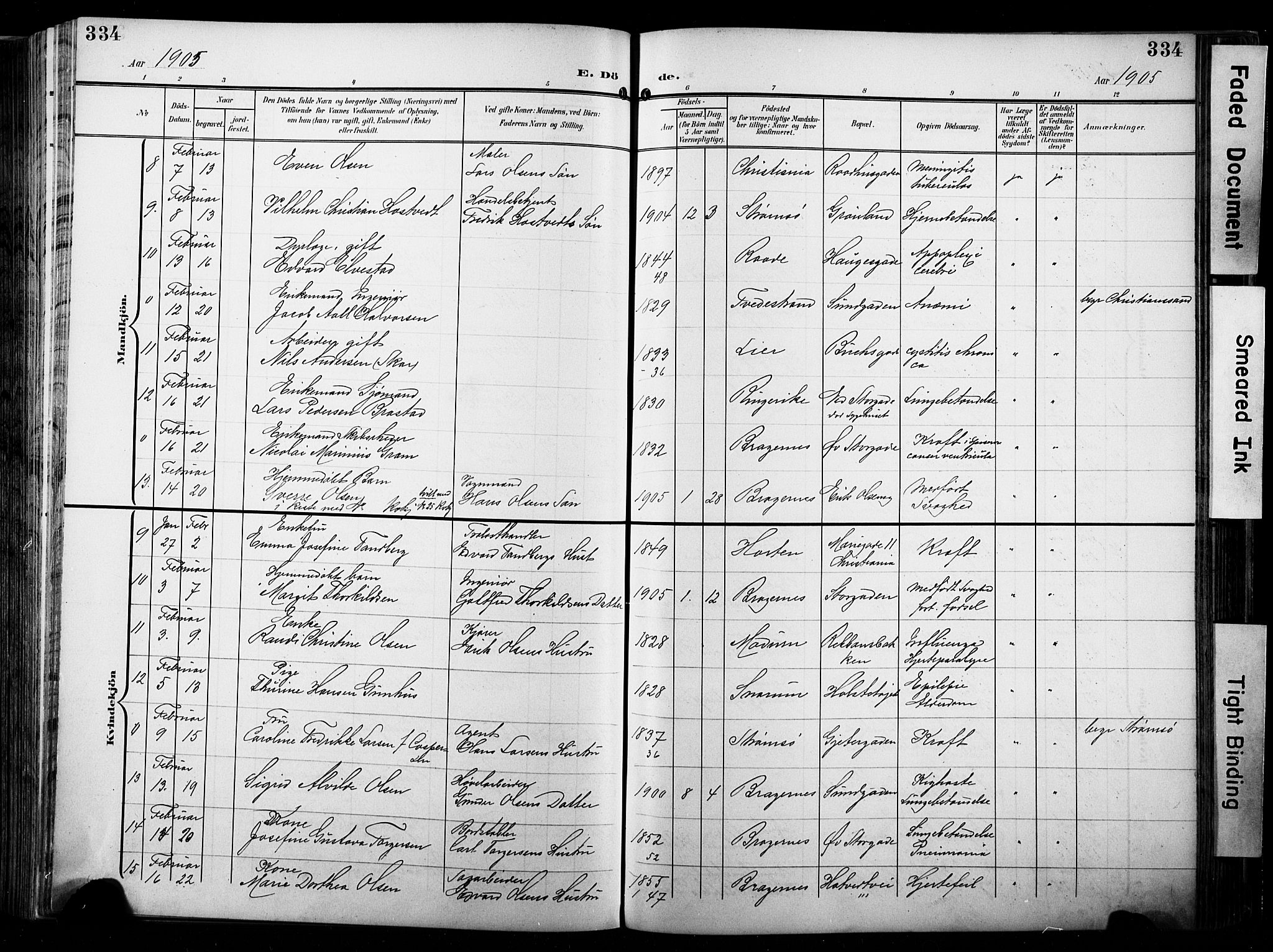 Bragernes kirkebøker, SAKO/A-6/F/Fb/L0009: Parish register (official) no. II 9, 1902-1911, p. 334