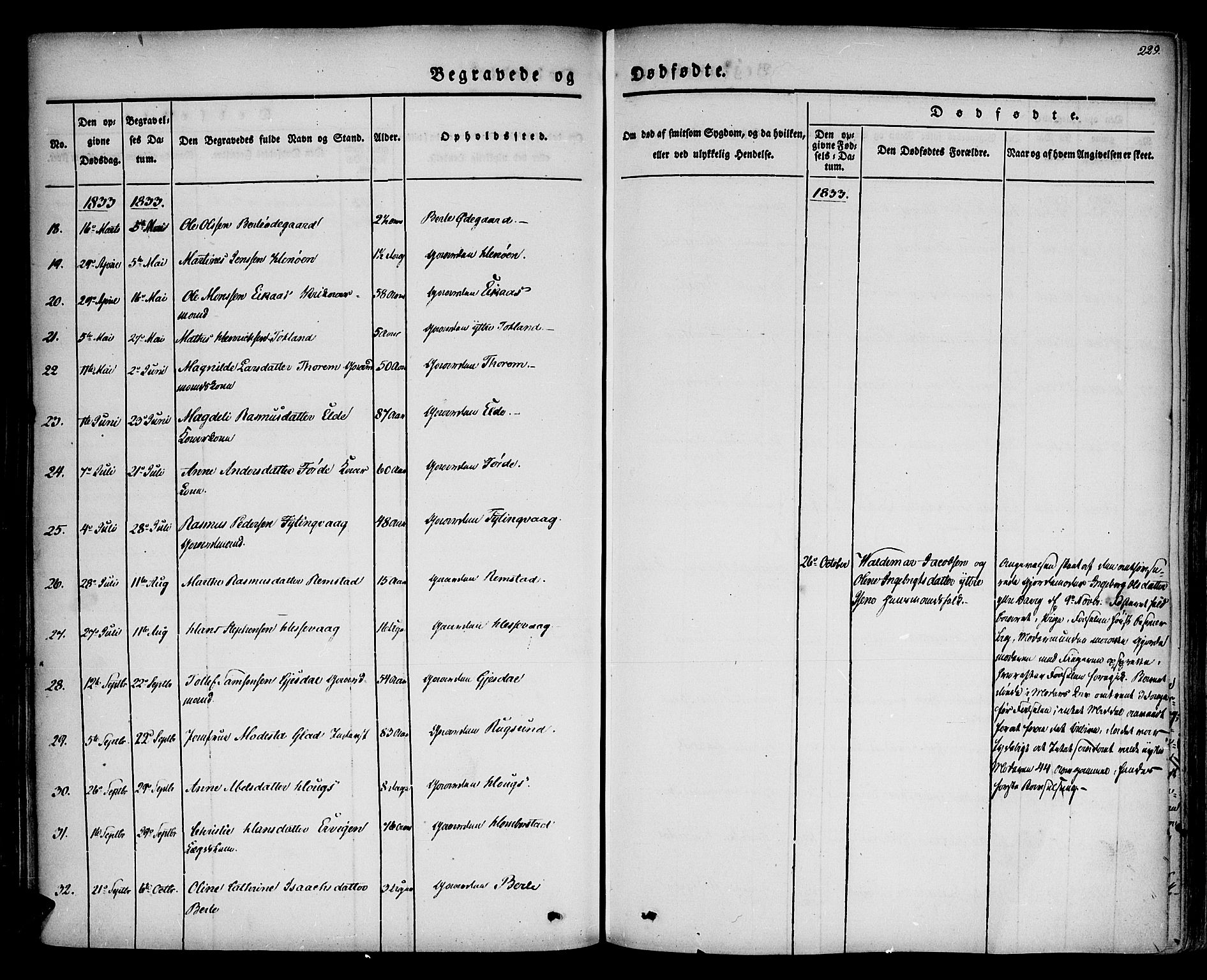 Davik sokneprestembete, AV/SAB-A-79701/H/Haa/Haaa/L0004: Parish register (official) no. A 4, 1830-1849, p. 229