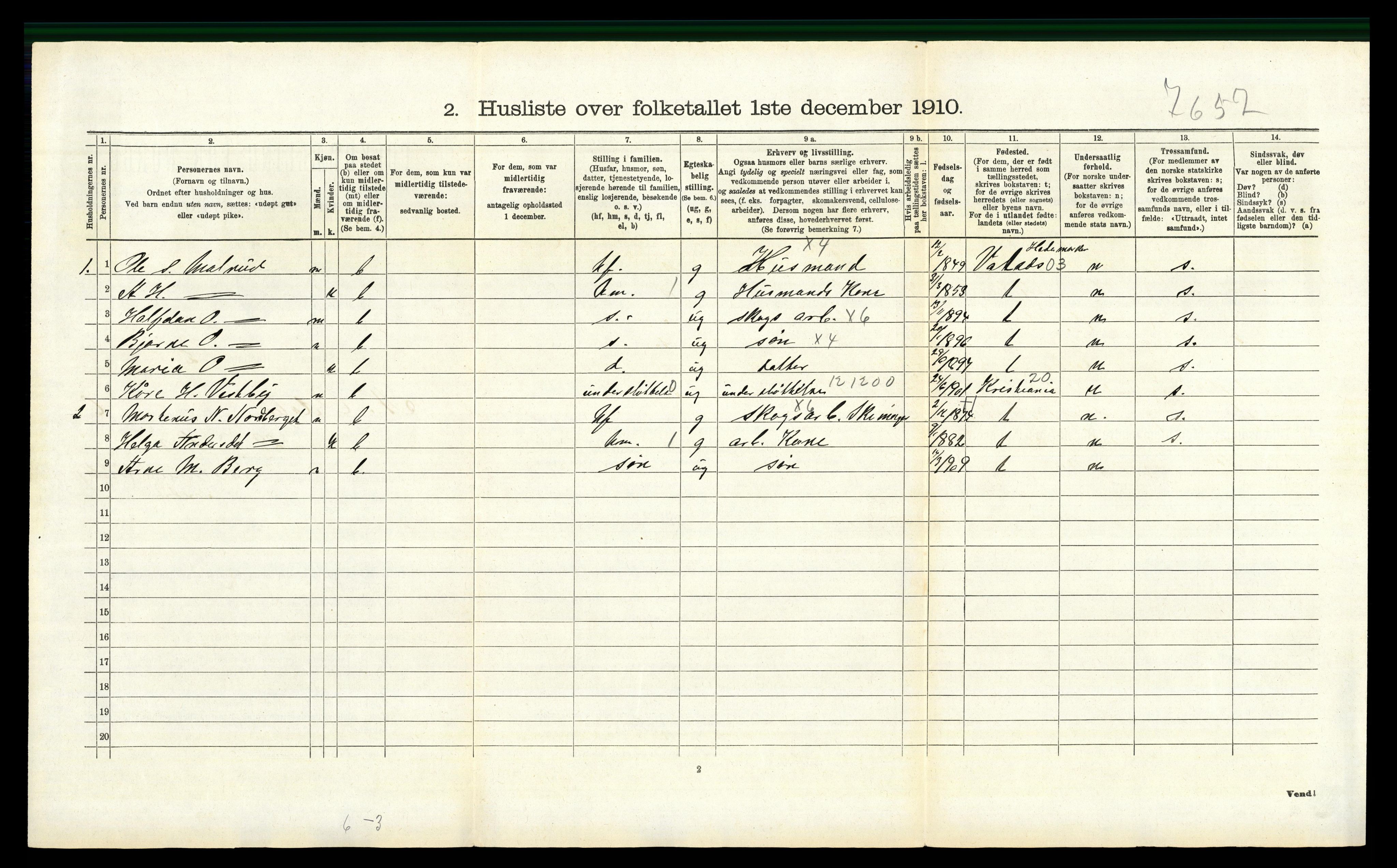 RA, 1910 census for Nord-Odal, 1910, p. 672