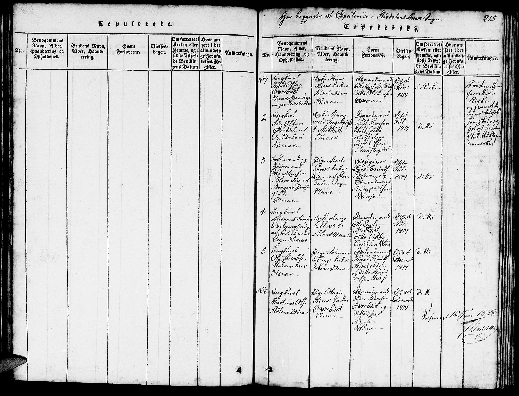 Ministerialprotokoller, klokkerbøker og fødselsregistre - Møre og Romsdal, SAT/A-1454/520/L0289: Parish register (copy) no. 520C01, 1817-1837, p. 215