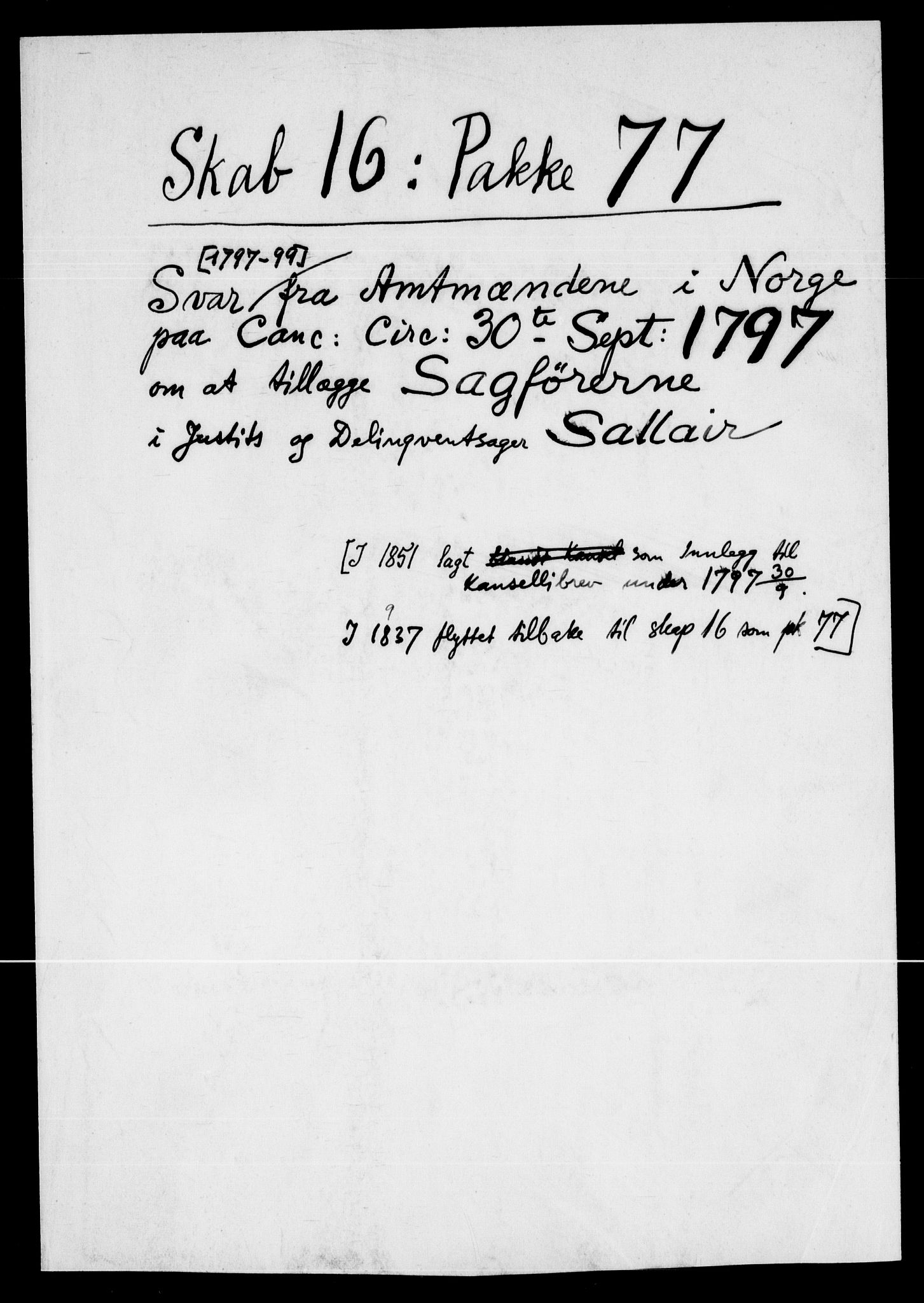 Danske Kanselli, Skapsaker, AV/RA-EA-4061/F/L0128: Skap 16, pakke 77-81, 1797-1804, p. 3