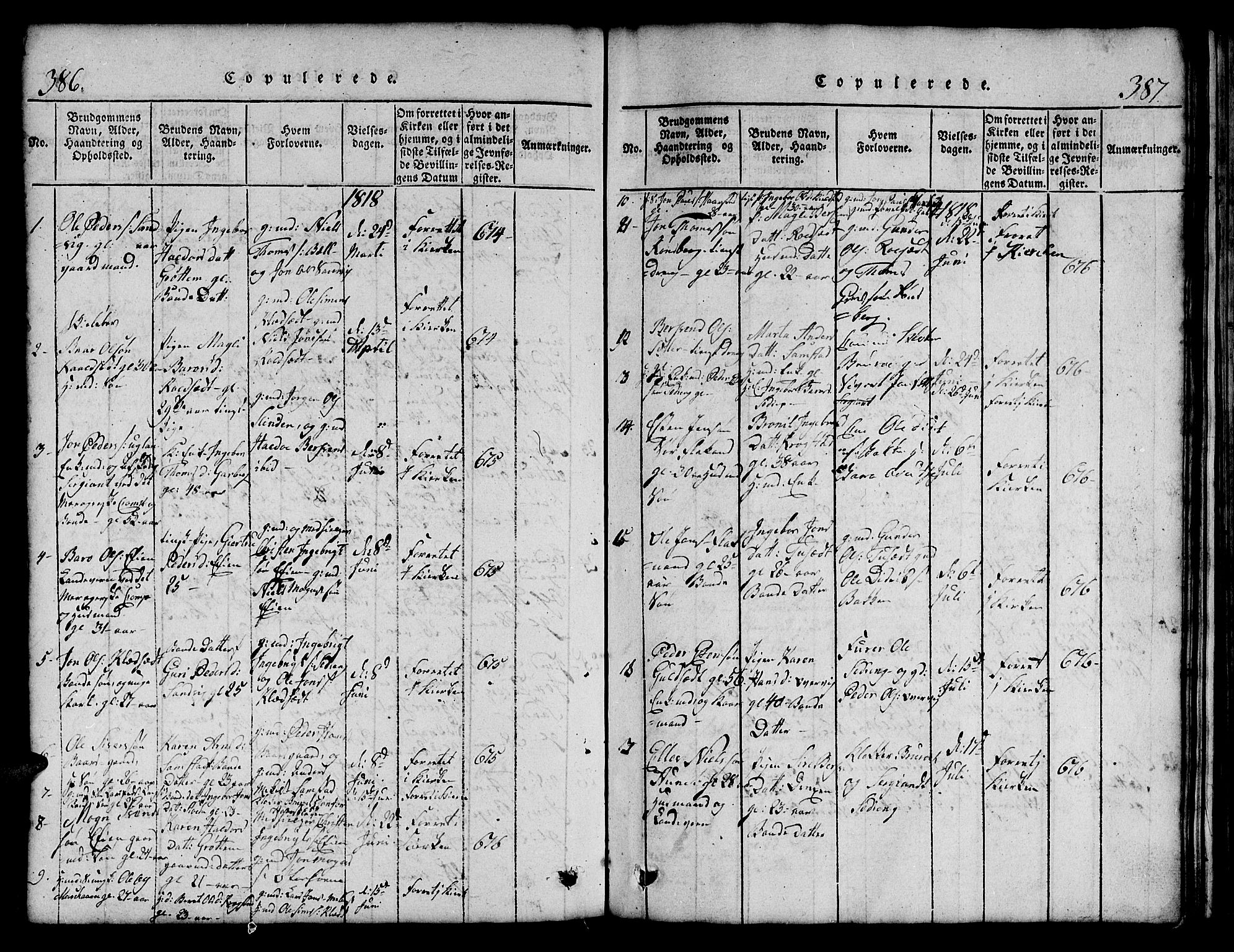 Ministerialprotokoller, klokkerbøker og fødselsregistre - Sør-Trøndelag, SAT/A-1456/695/L1152: Parish register (copy) no. 695C03, 1816-1831, p. 386-387