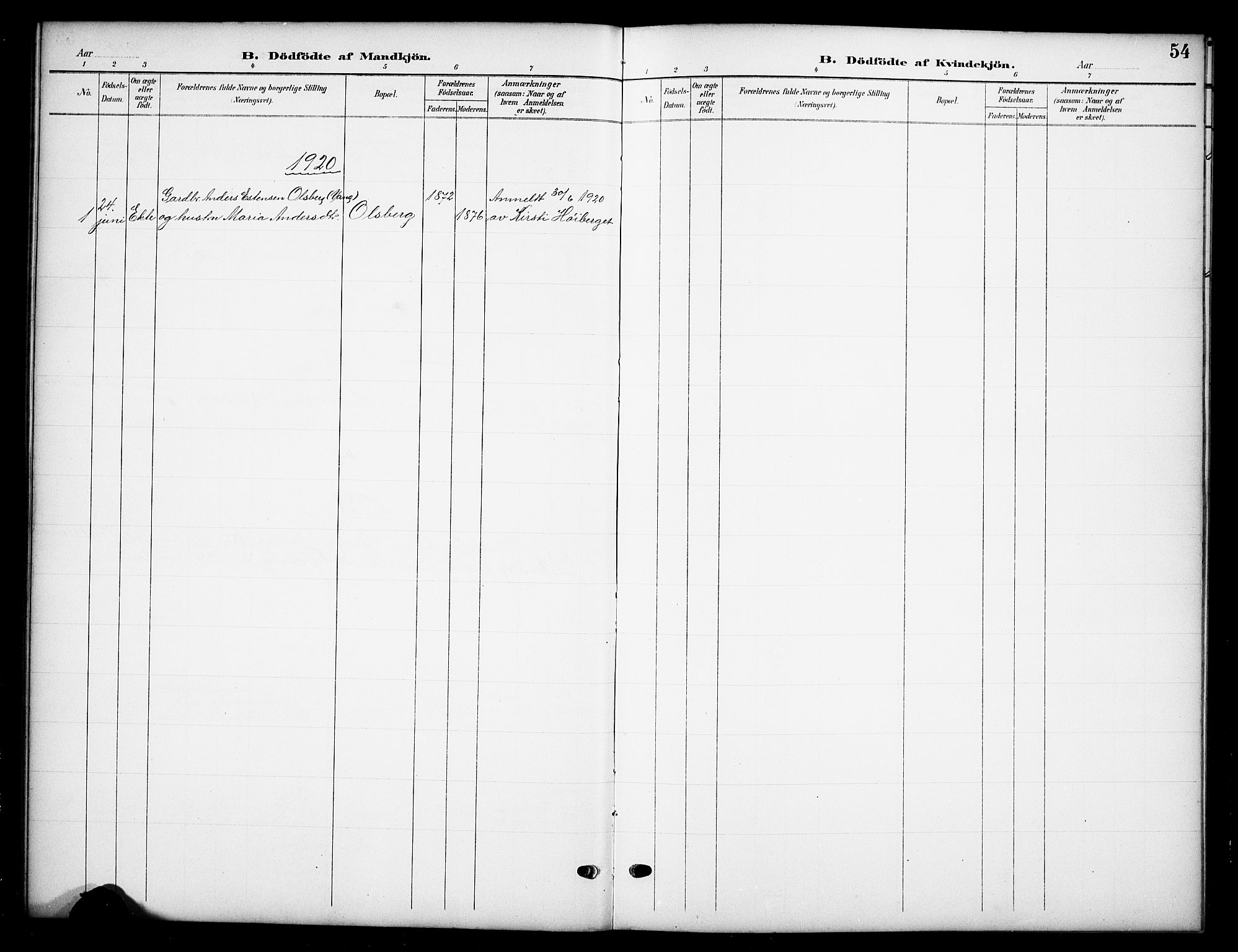 Tynset prestekontor, SAH/PREST-058/H/Ha/Hab/L0010: Parish register (copy) no. 10, 1902-1929, p. 54