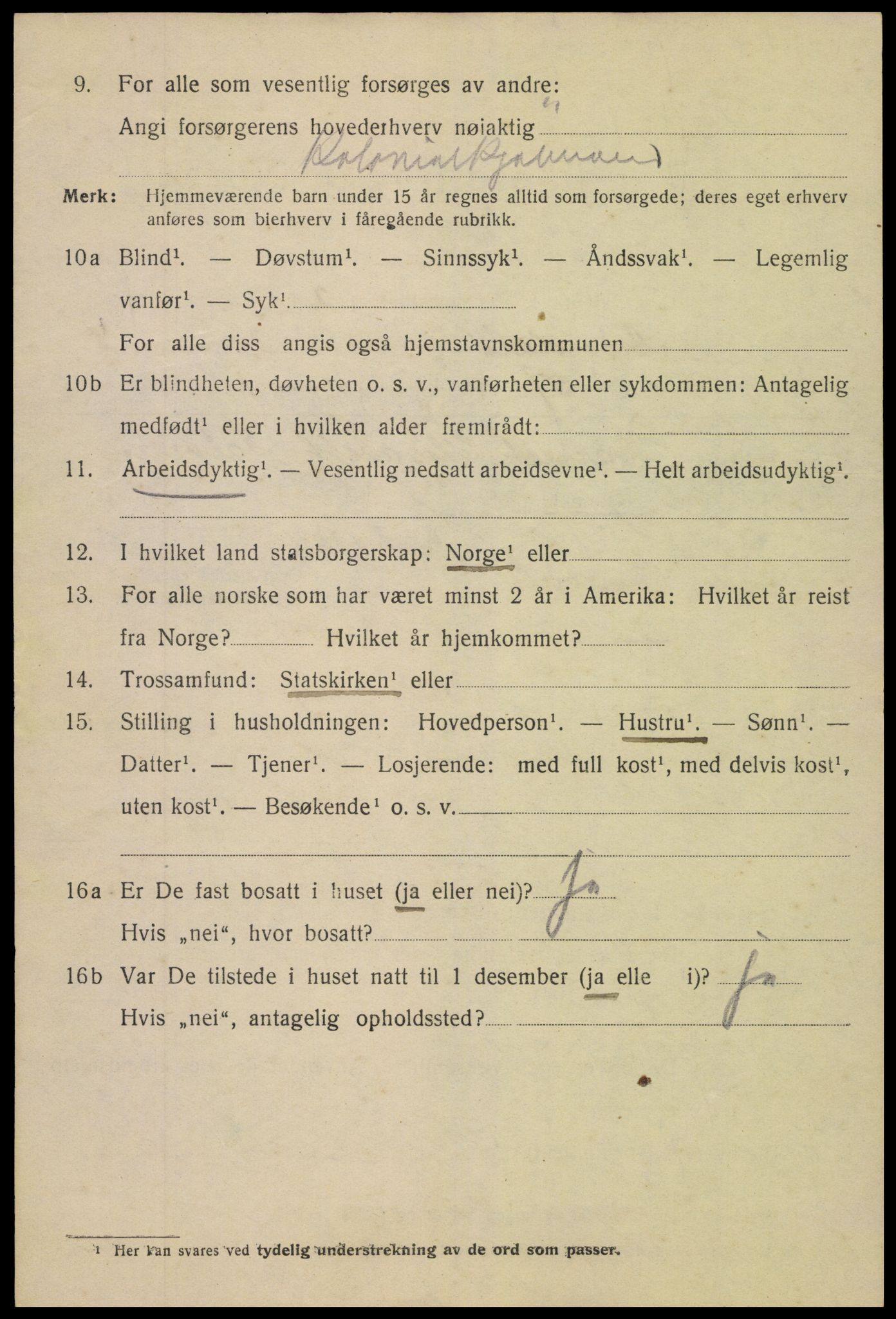 SAK, 1920 census for Arendal, 1920, p. 12437