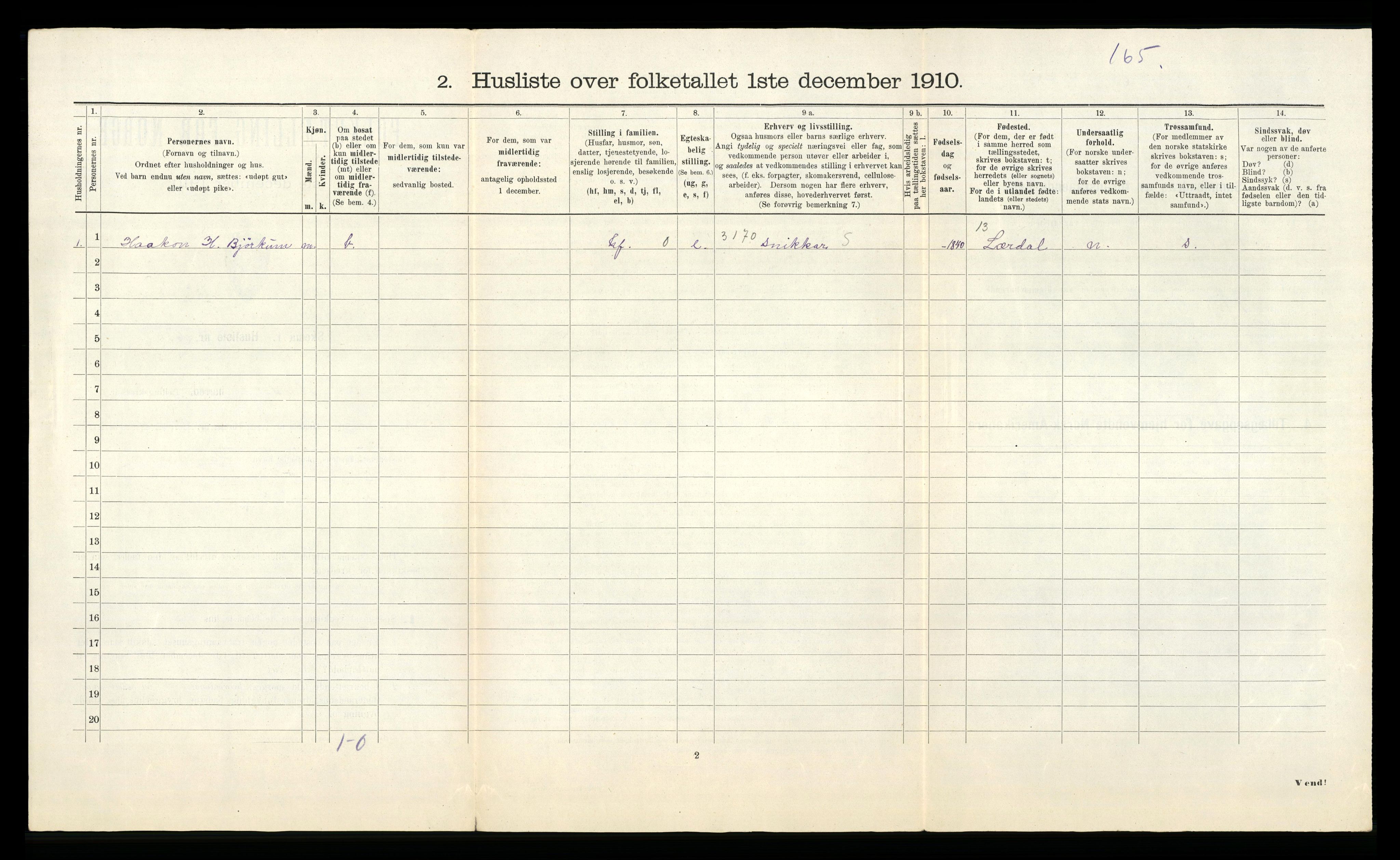 RA, 1910 census for Årdal, 1910, p. 83