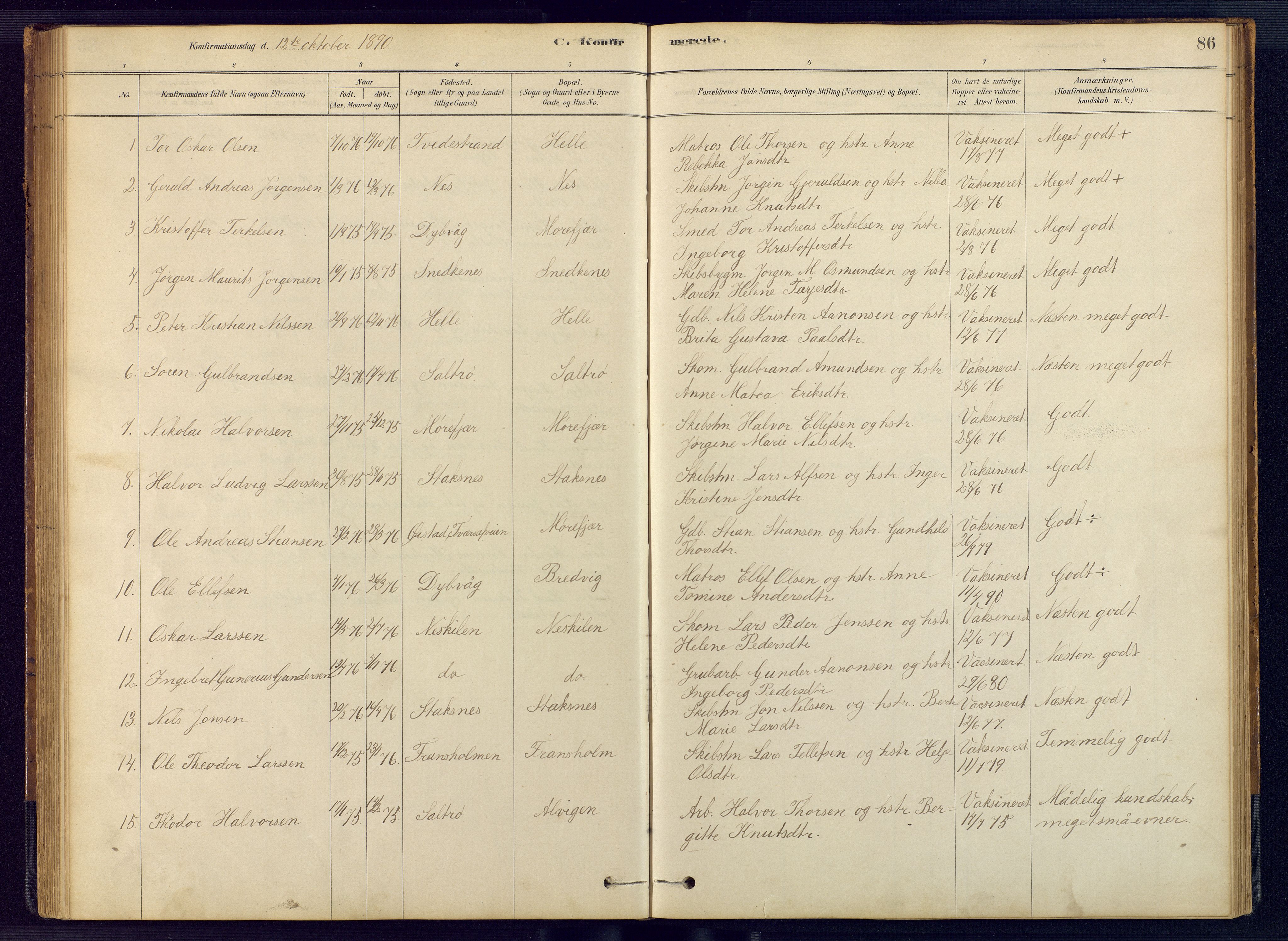 Austre Moland sokneprestkontor, AV/SAK-1111-0001/F/Fb/Fbb/L0001: Parish register (copy) no. B 1, 1878-1904, p. 86