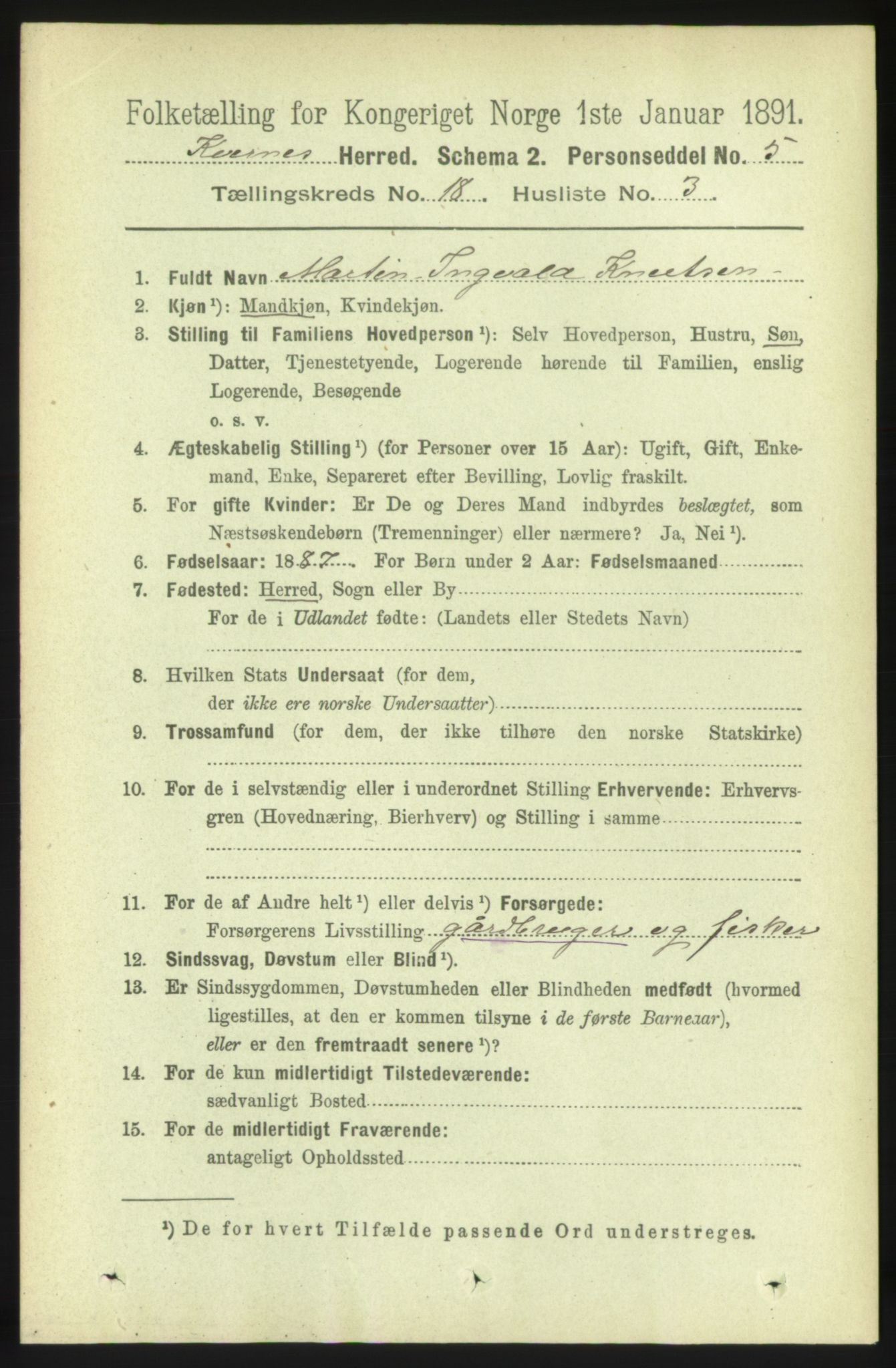 RA, 1891 census for 1553 Kvernes, 1891, p. 7769