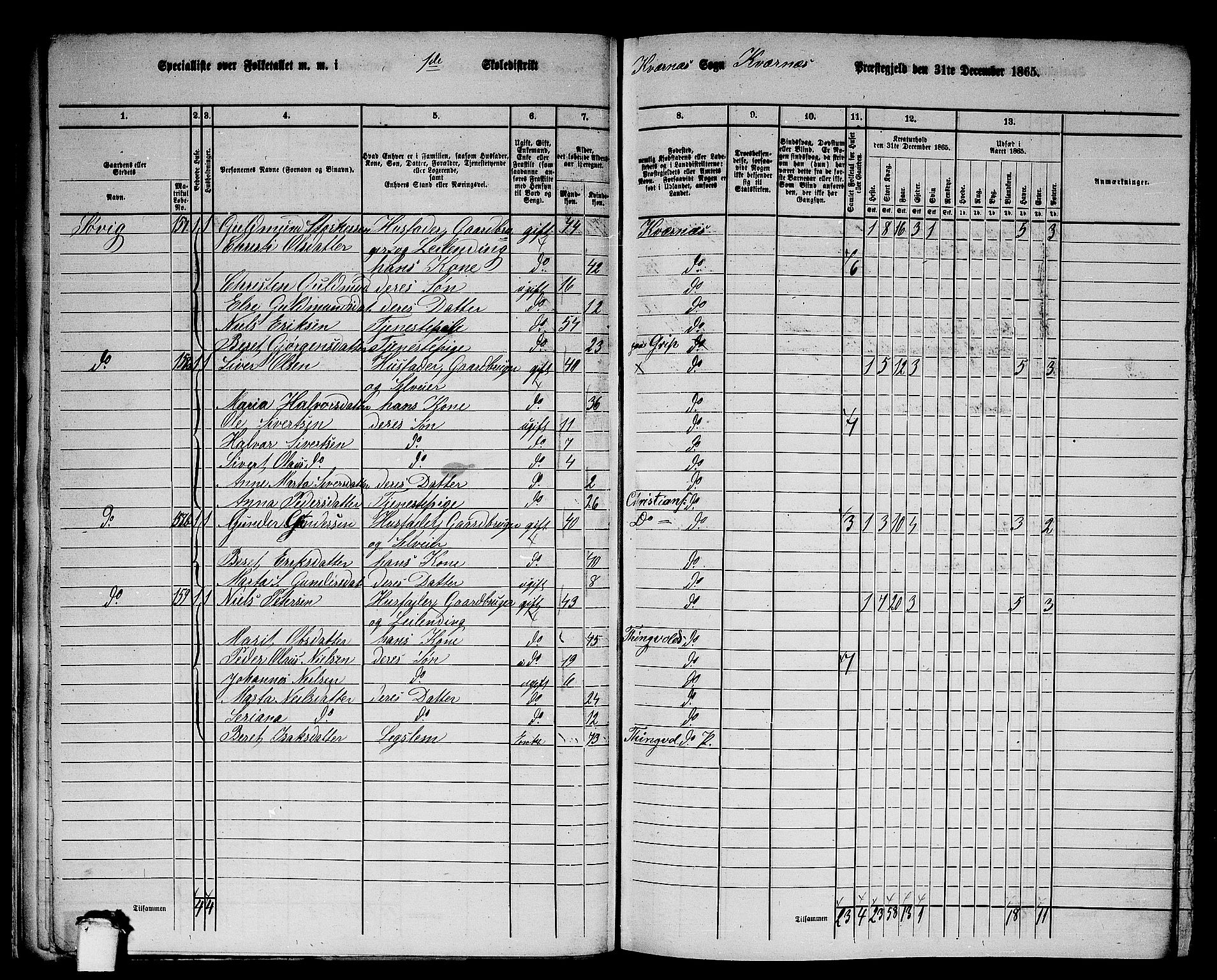 RA, 1865 census for Kvernes, 1865, p. 29