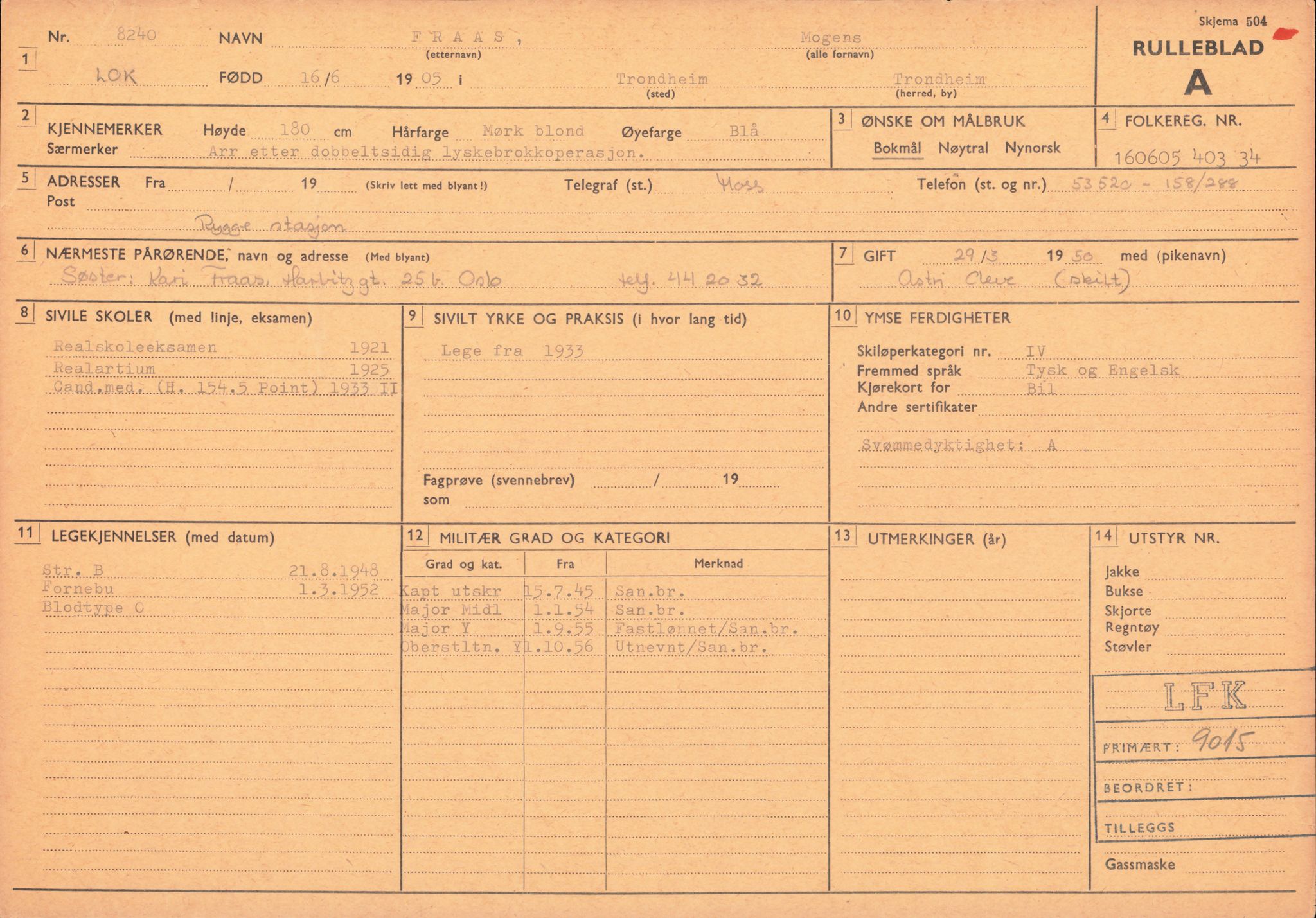 Forsvaret, Forsvarets overkommando/Luftforsvarsstaben, AV/RA-RAFA-4079/P/Pa/L0013: Personellmapper, 1905, p. 76