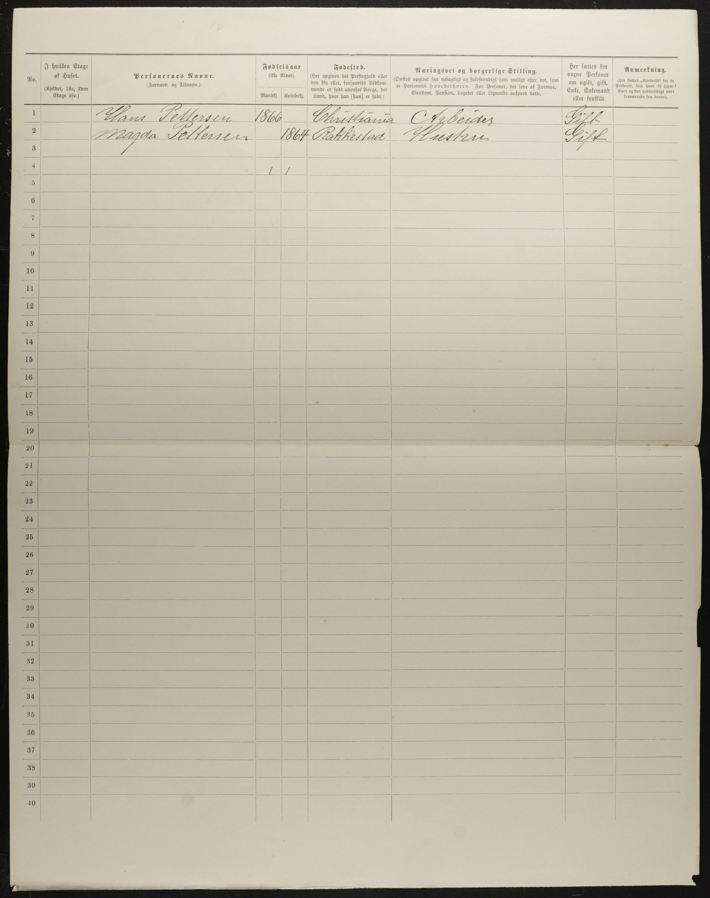 OBA, Municipal Census 1901 for Kristiania, 1901, p. 2598