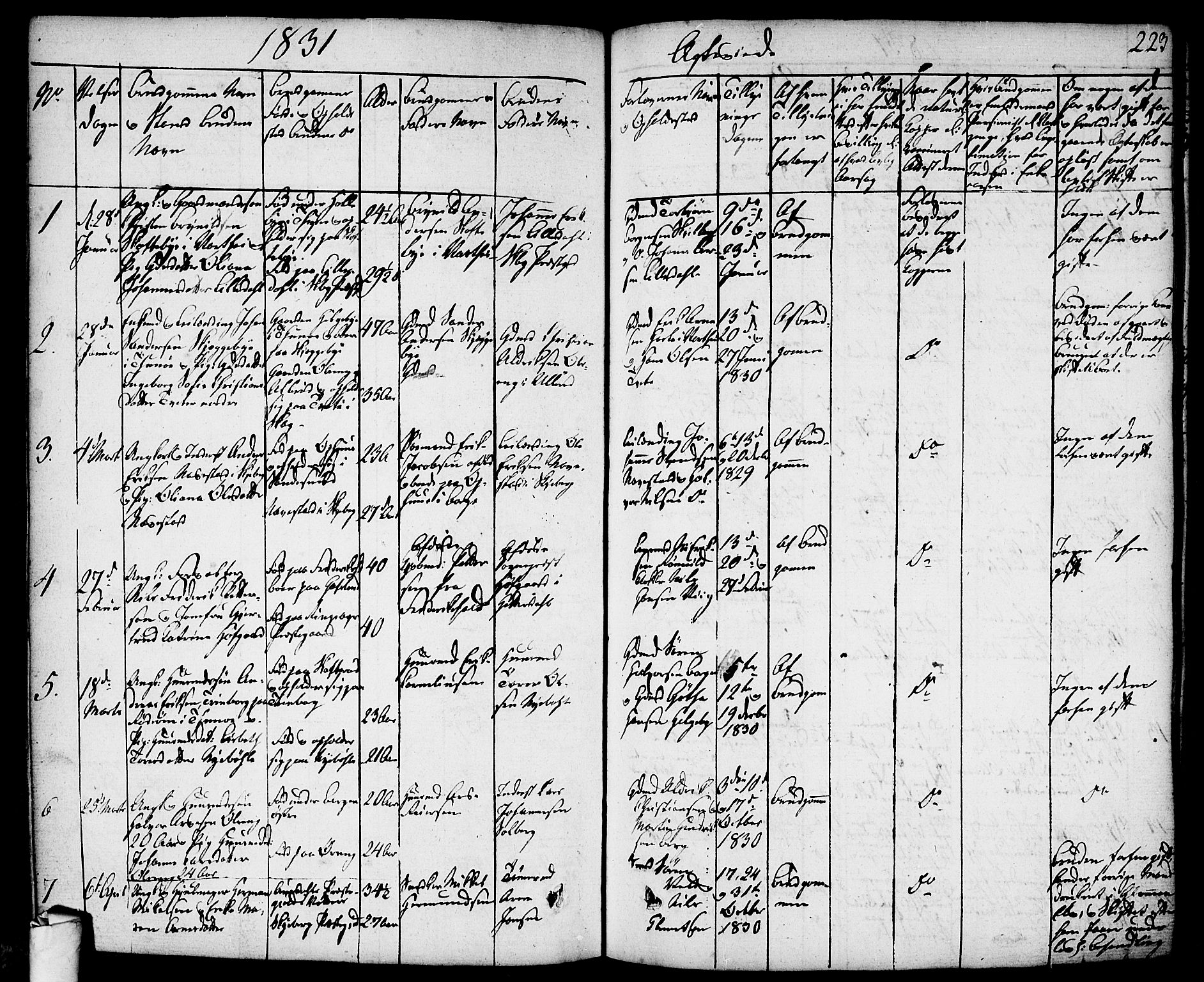 Skjeberg prestekontor Kirkebøker, AV/SAO-A-10923/F/Fa/L0005: Parish register (official) no. I 5, 1830-1845, p. 223