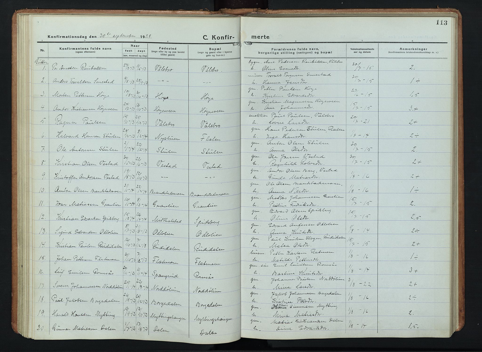 Ringebu prestekontor, AV/SAH-PREST-082/H/Ha/Hab/L0011: Parish register (copy) no. 11, 1921-1943, p. 113