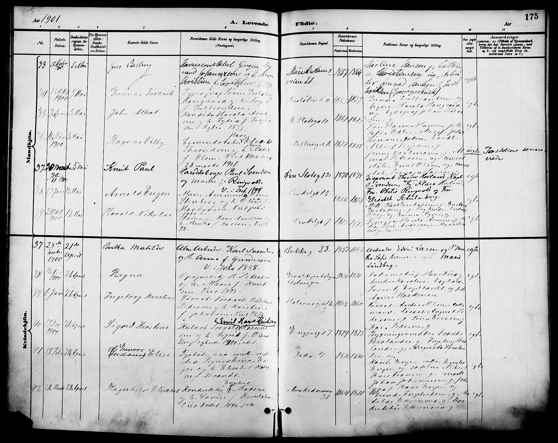 Johannes prestekontor Kirkebøker, AV/SAO-A-10852/F/Fa/L0007: Parish register (official) no. 7, 1896-1905, p. 175