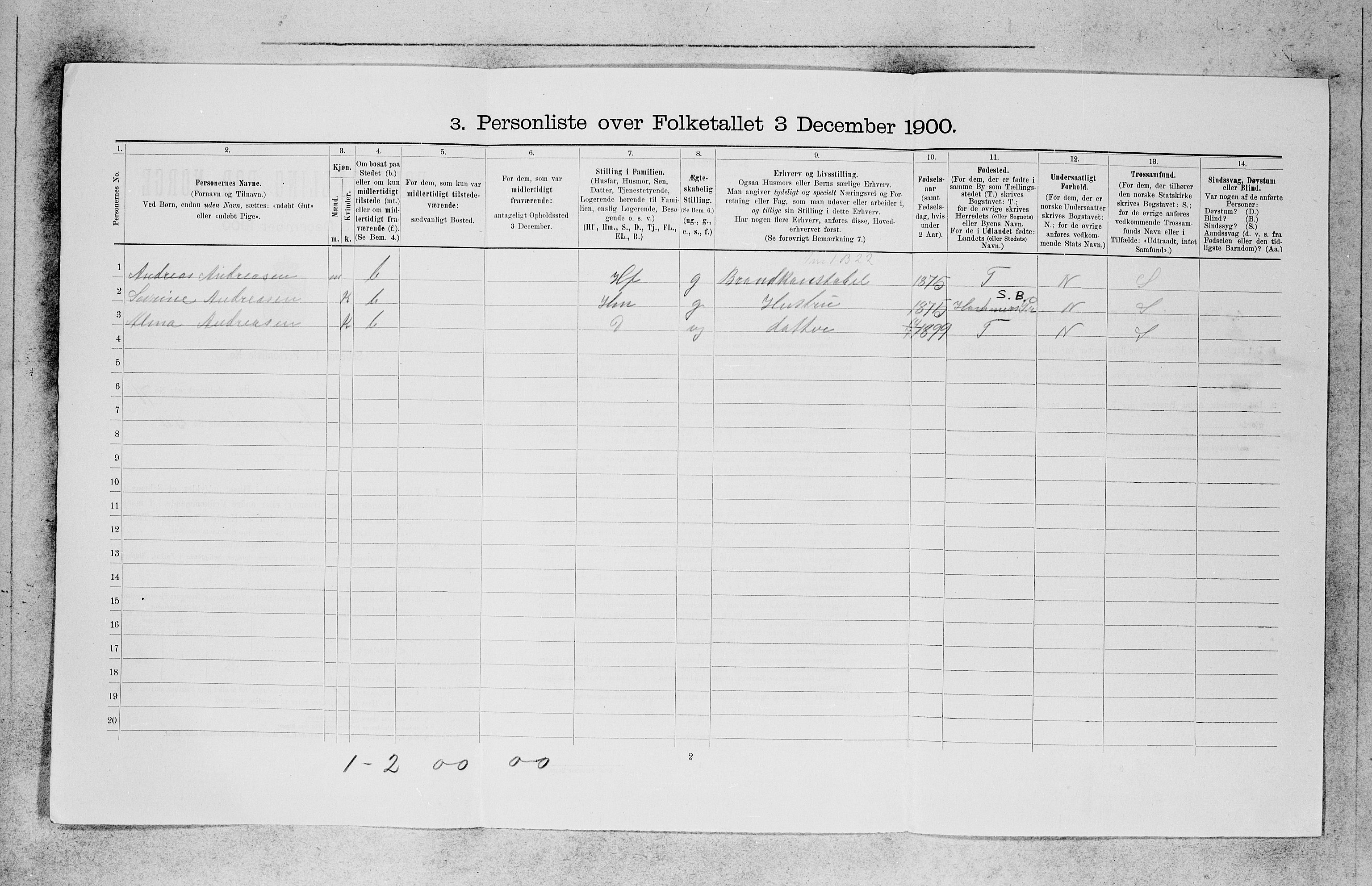 SAB, 1900 census for Bergen, 1900, p. 14892