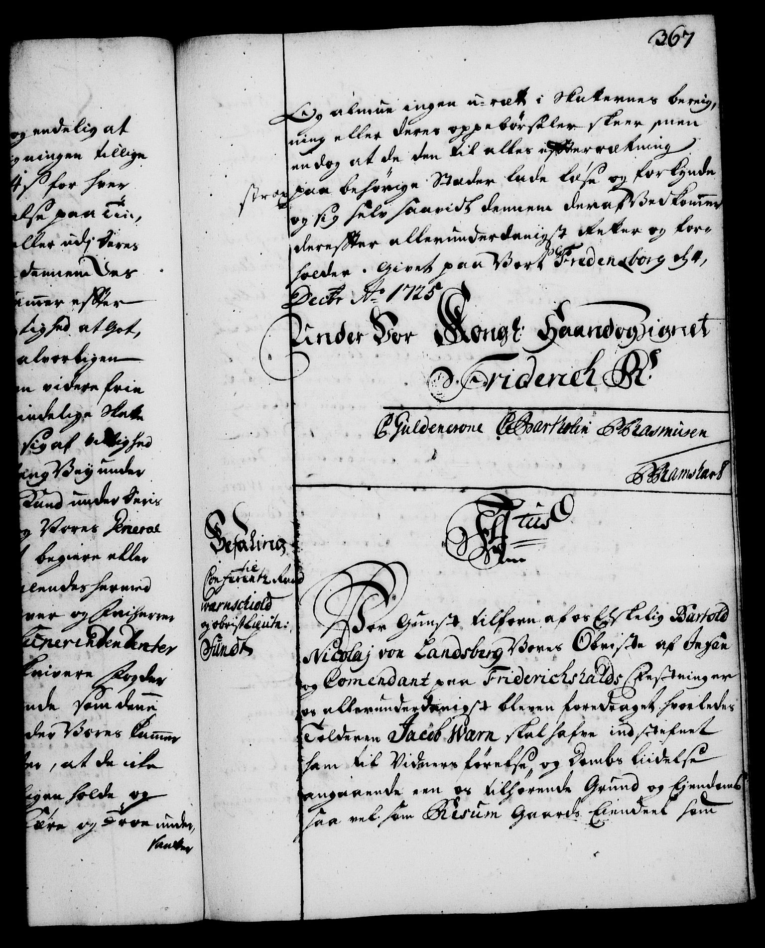 Rentekammeret, Kammerkanselliet, AV/RA-EA-3111/G/Gg/Gga/L0002: Norsk ekspedisjonsprotokoll med register (merket RK 53.2), 1723-1727, p. 367