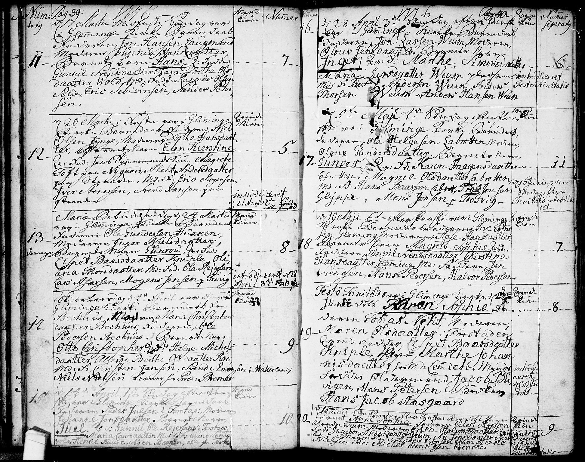 Glemmen prestekontor Kirkebøker, AV/SAO-A-10908/F/Fa/L0002: Parish register (official) no. 2, 1771-1803, p. 39-40